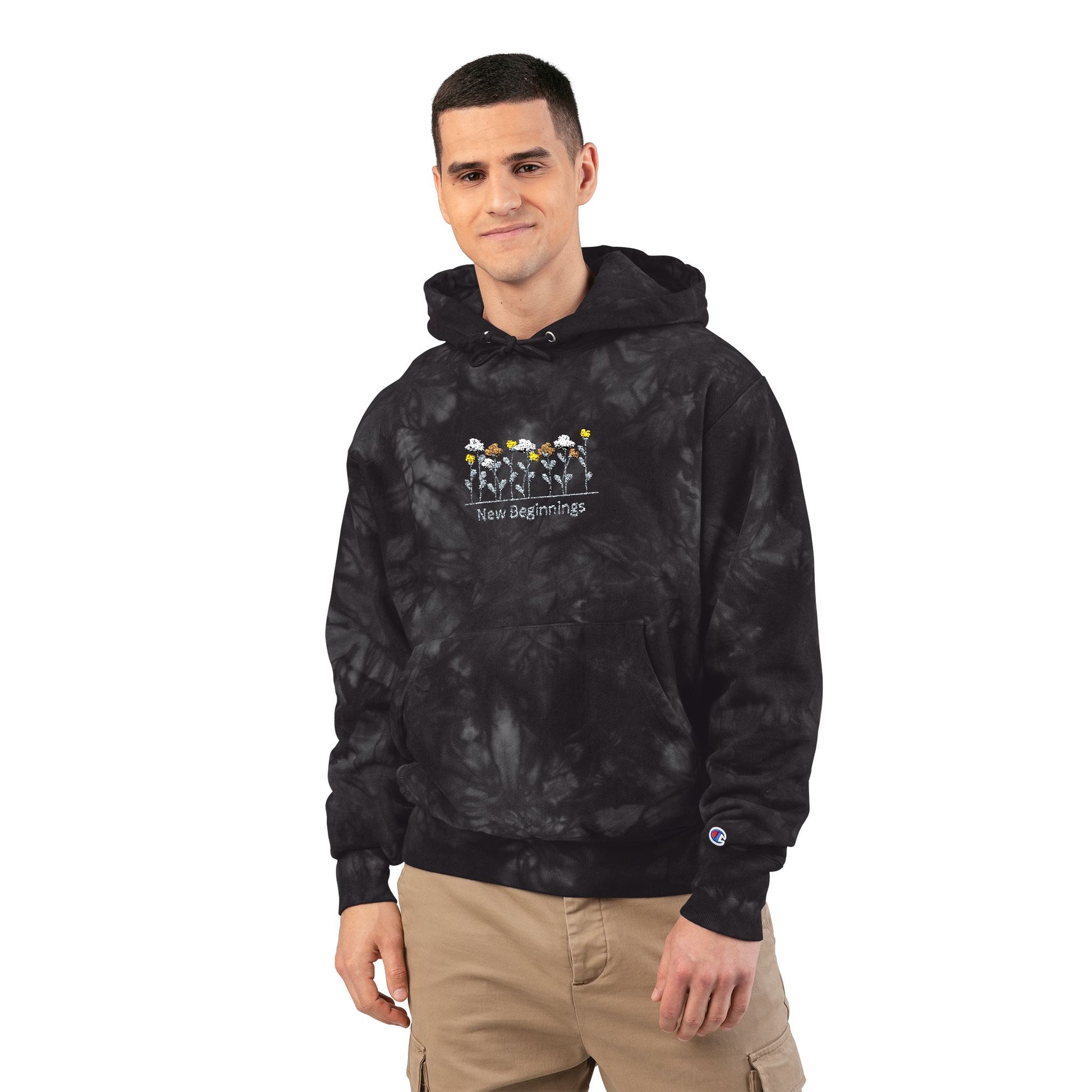 Chic Tie-Dye Unisex Hoodie, Embroidered Fashion Sweatshirt, Cozy Casual Wear, Gift for Him/Her, Perfect for Festivals and Everyday Style