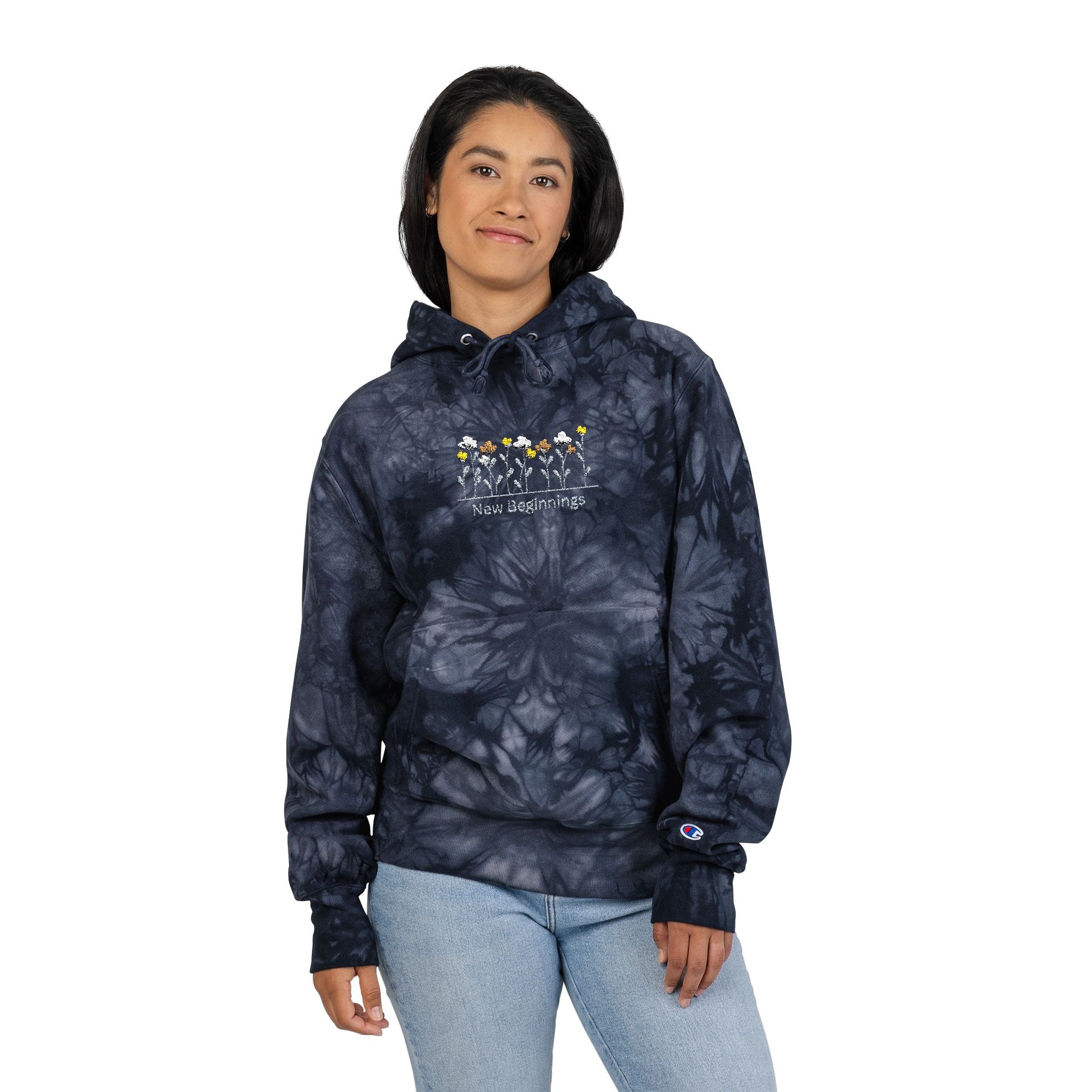 Chic Tie-Dye Unisex Hoodie, Embroidered Fashion Sweatshirt, Cozy Casual Wear, Gift for Him/Her, Perfect for Festivals and Everyday Style