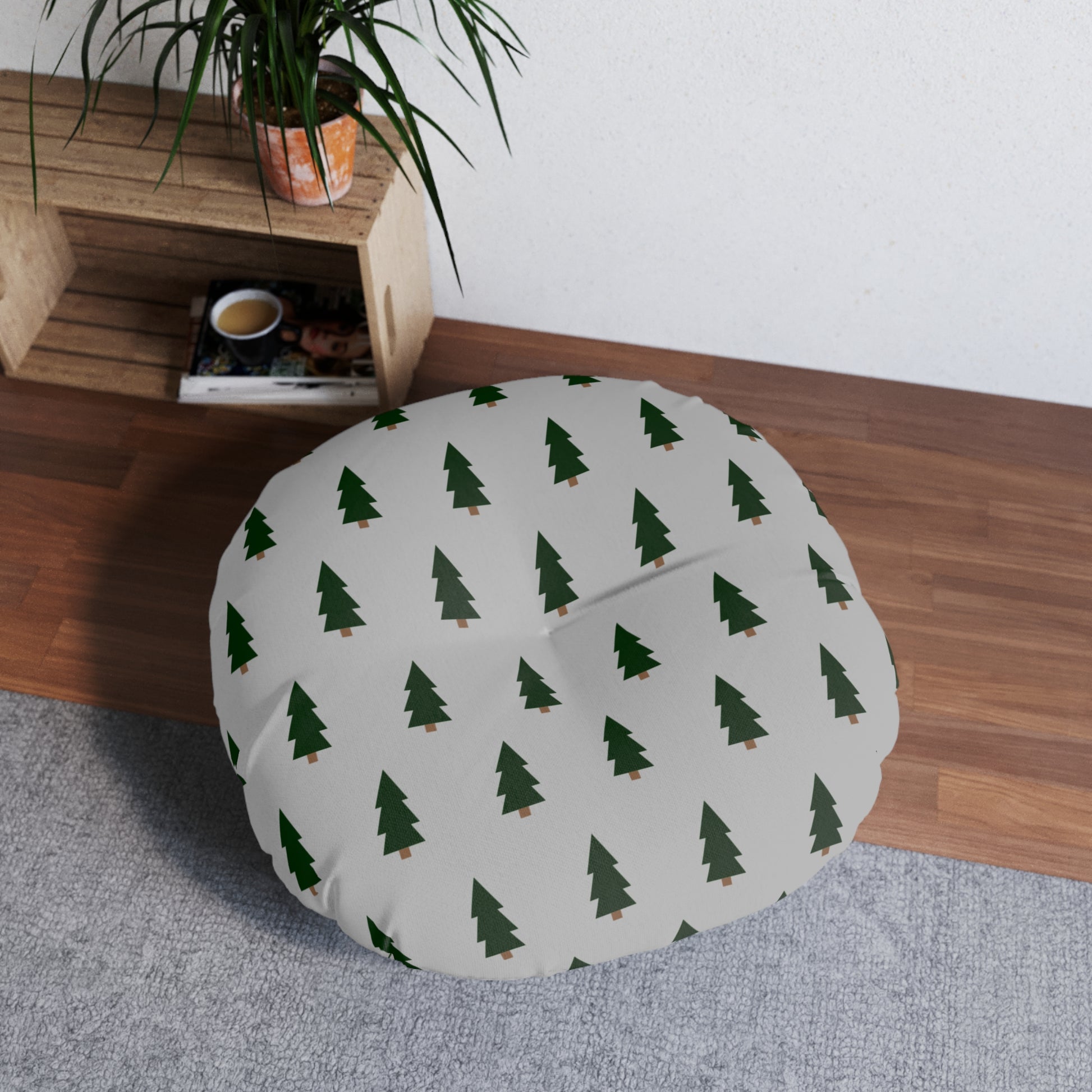 Christmas Tufted Floor Pillow, Round | Holiday Decor, Cozy Seating, Gifts, Home Accents, Festive Cushion