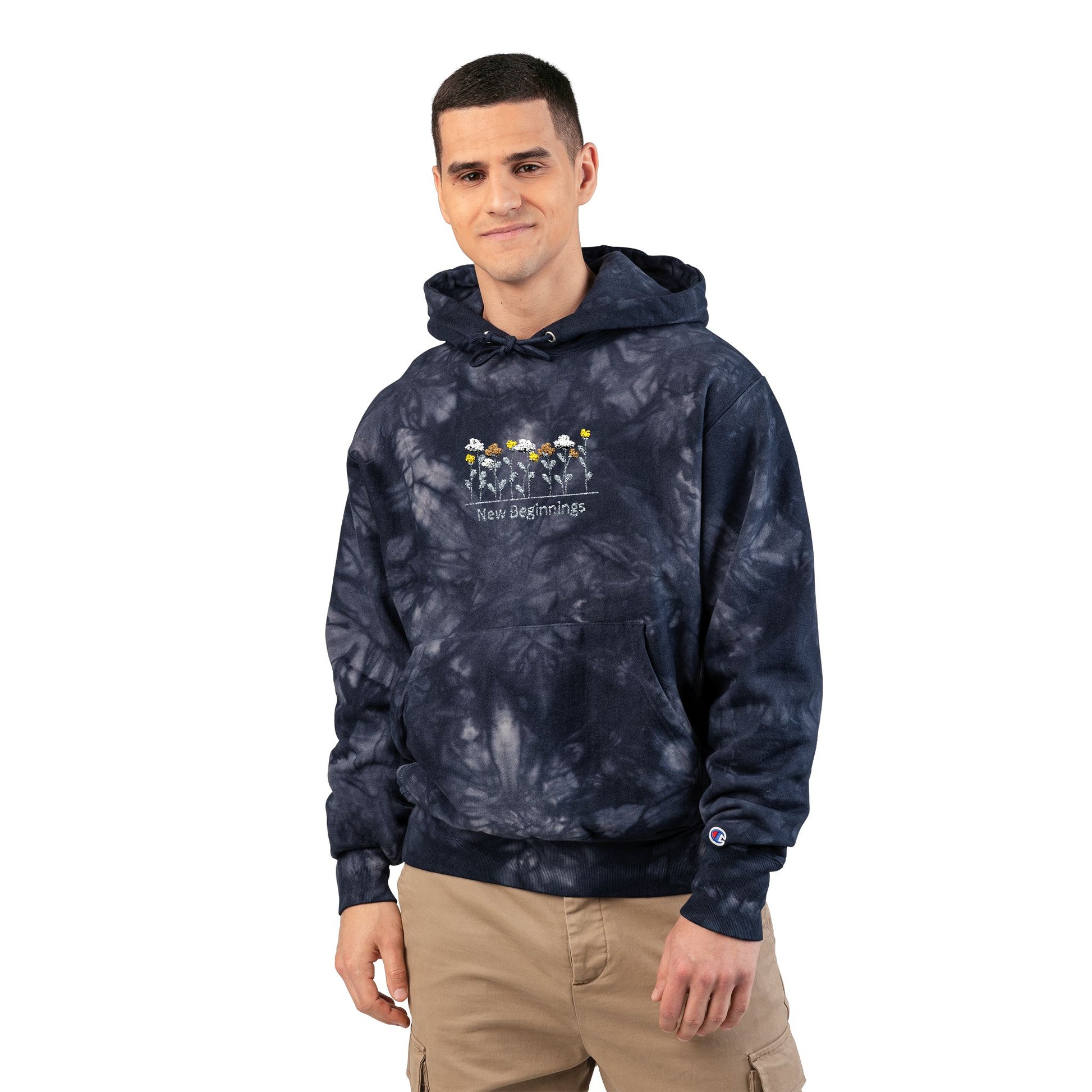 Chic Tie-Dye Unisex Hoodie, Embroidered Fashion Sweatshirt, Cozy Casual Wear, Gift for Him/Her, Perfect for Festivals and Everyday Style