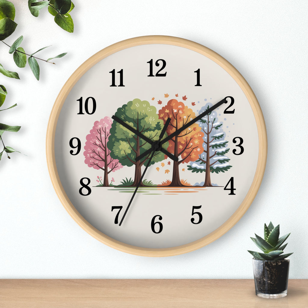 Seasonal Trees Wall Clock – Nature-Inspired Home Decor