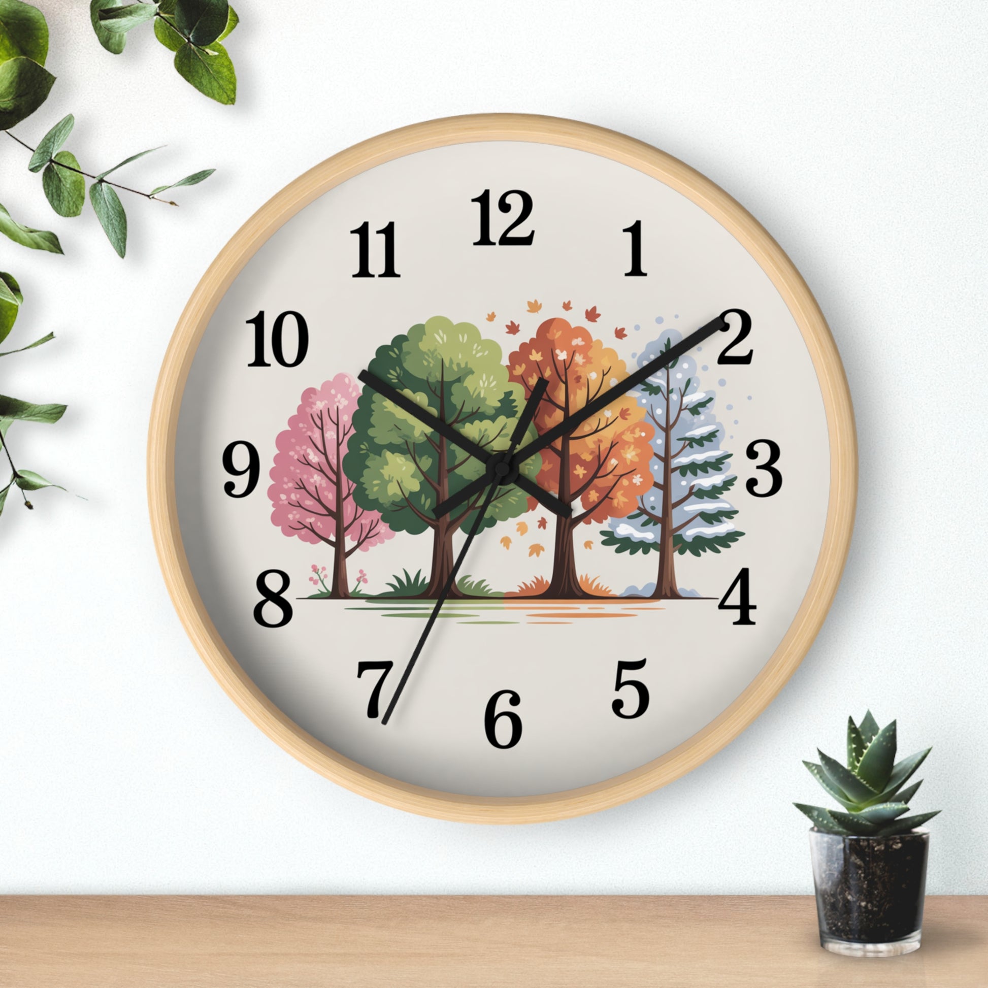 Seasonal Trees Wall Clock – Nature-Inspired Home Decor