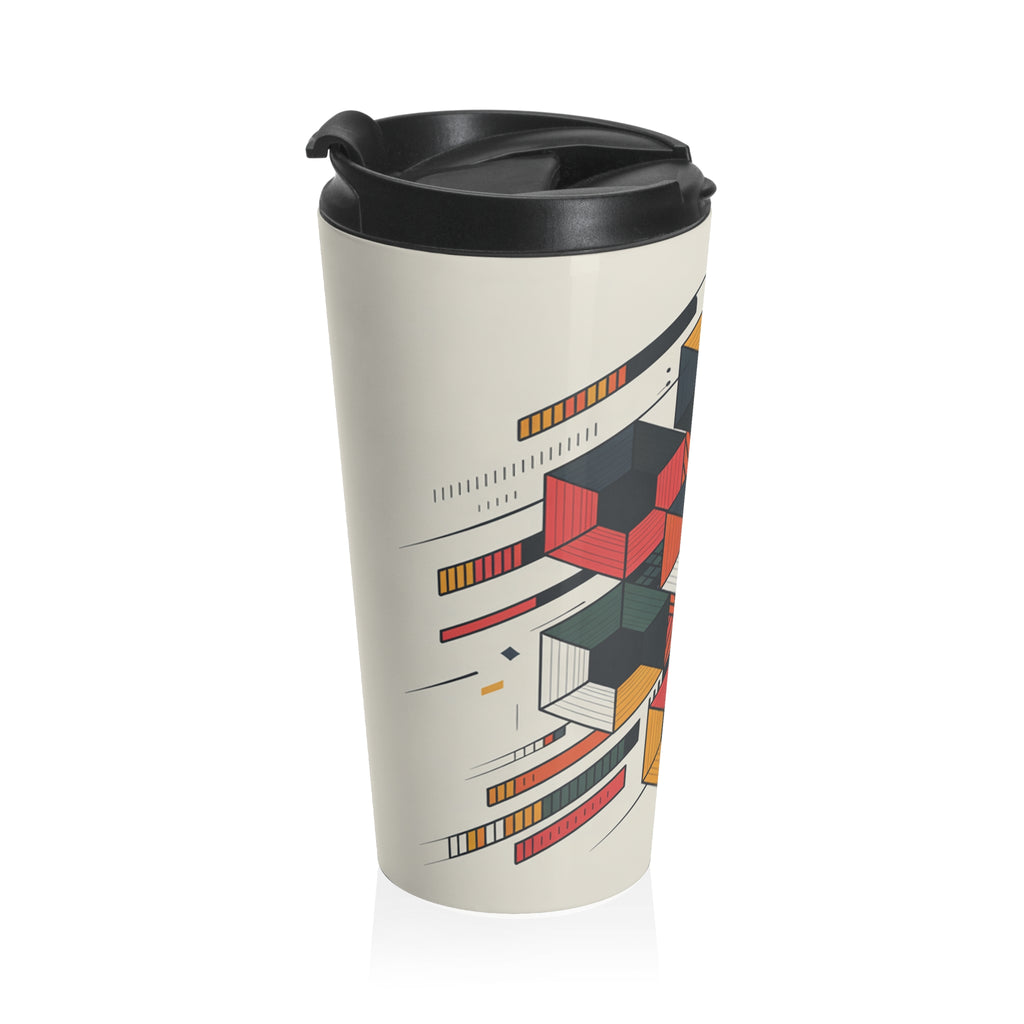 Geometric Pattern Stainless Steel Travel Mug - Perfect for Coffee Lovers on the Go