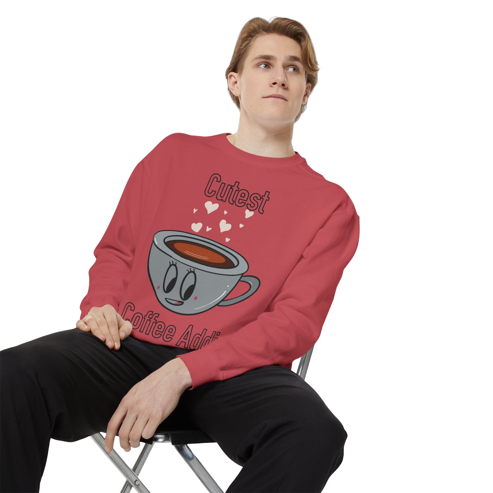 Cutest Coffee Addict Sweatshirt - Cute Coffee Cup Graphic Crewneck