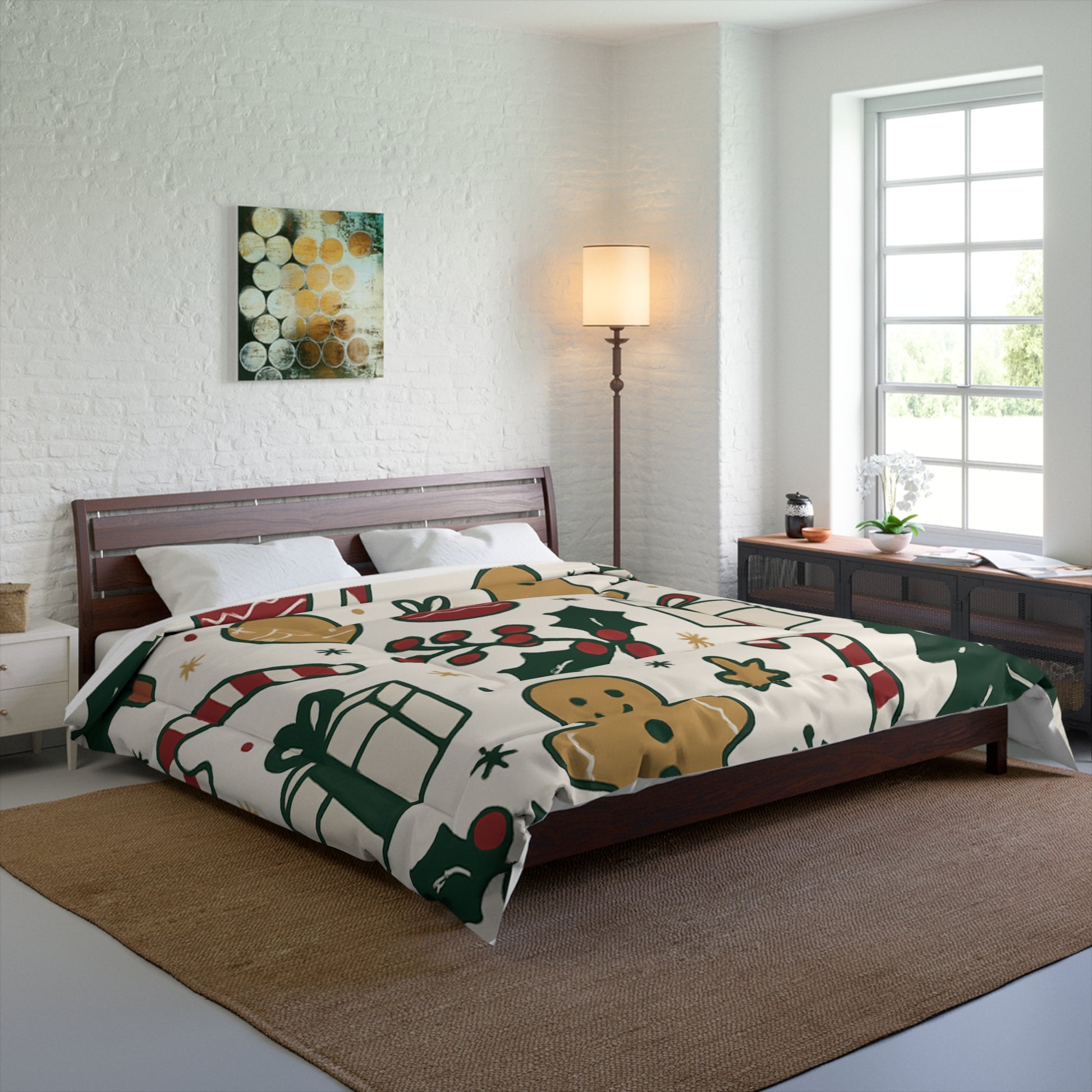 Festive Gingerbread Comforter | Christmas Bedding | Holiday Home Decor | Cozy, Cheerful, Winter Gift