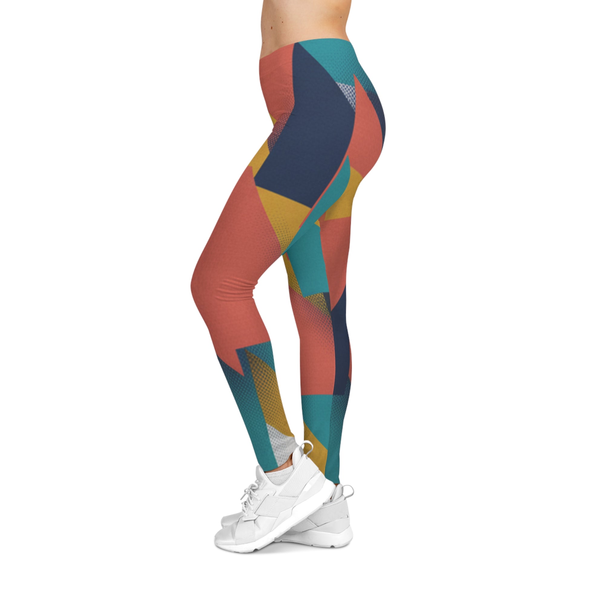 Colorblock Geometric Women's Leggings — Vibrant Abstract All-Over Print