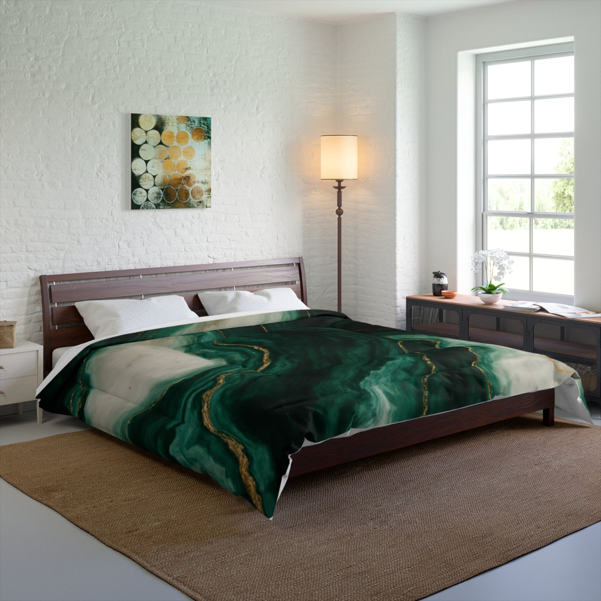 Elegant Marble Green Comforter - Luxury Bedding, Home Decor, Gift for Her, Cozy Bedroom Essentials, Modern Interior Accent