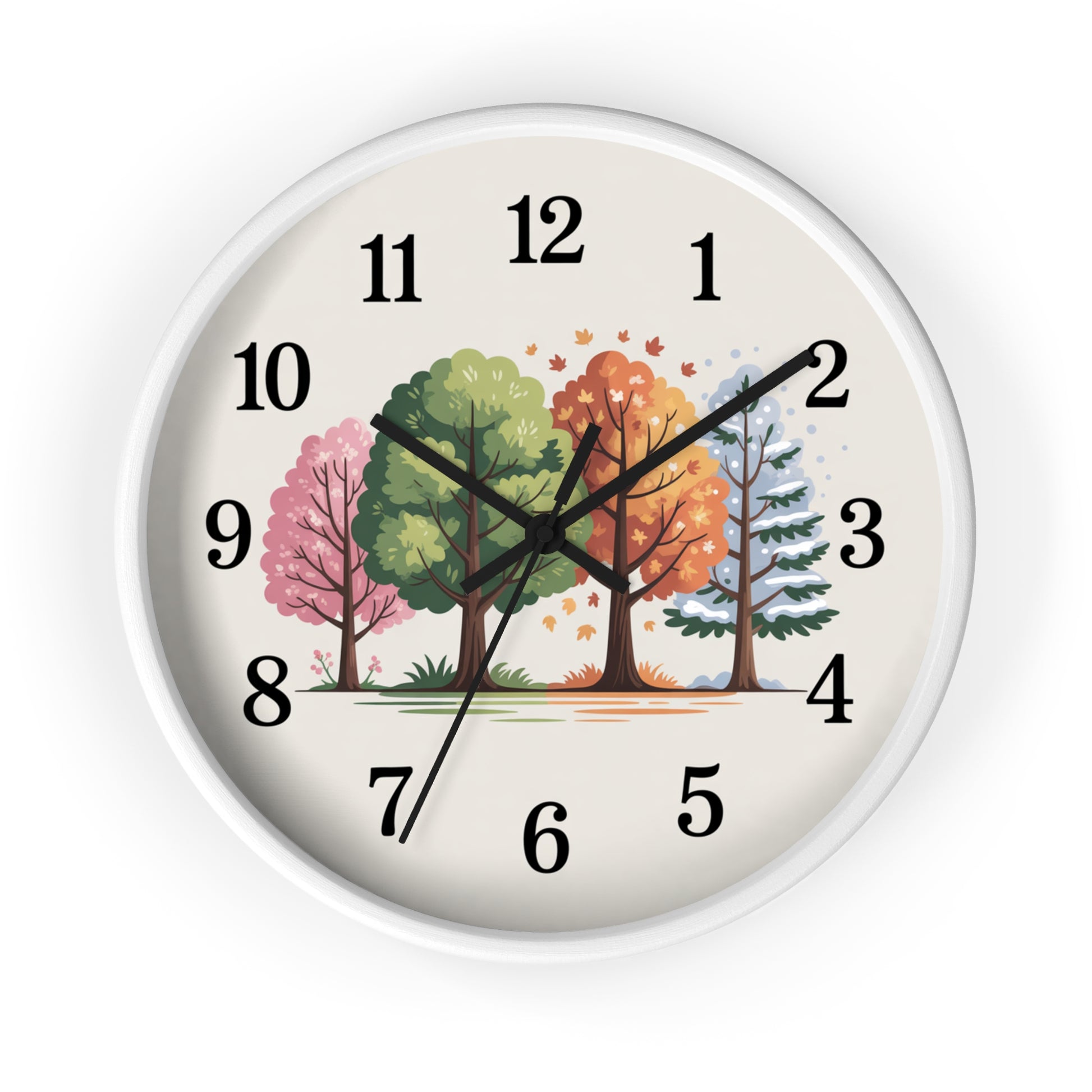 Seasonal Trees Wall Clock – Nature-Inspired Home Decor
