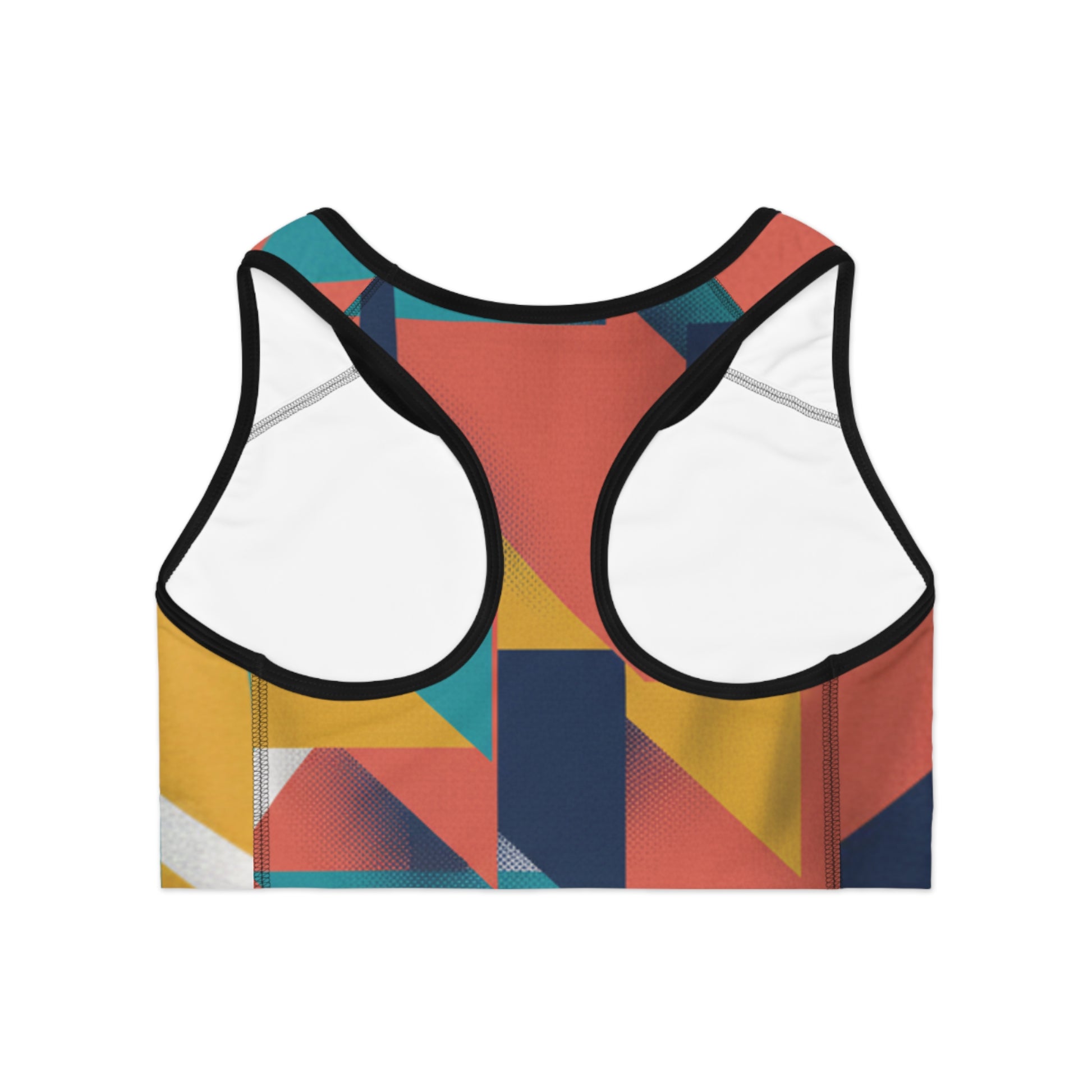 Abstract Geometric Colorblock Sports Bra — Vibrant Activewear for Women