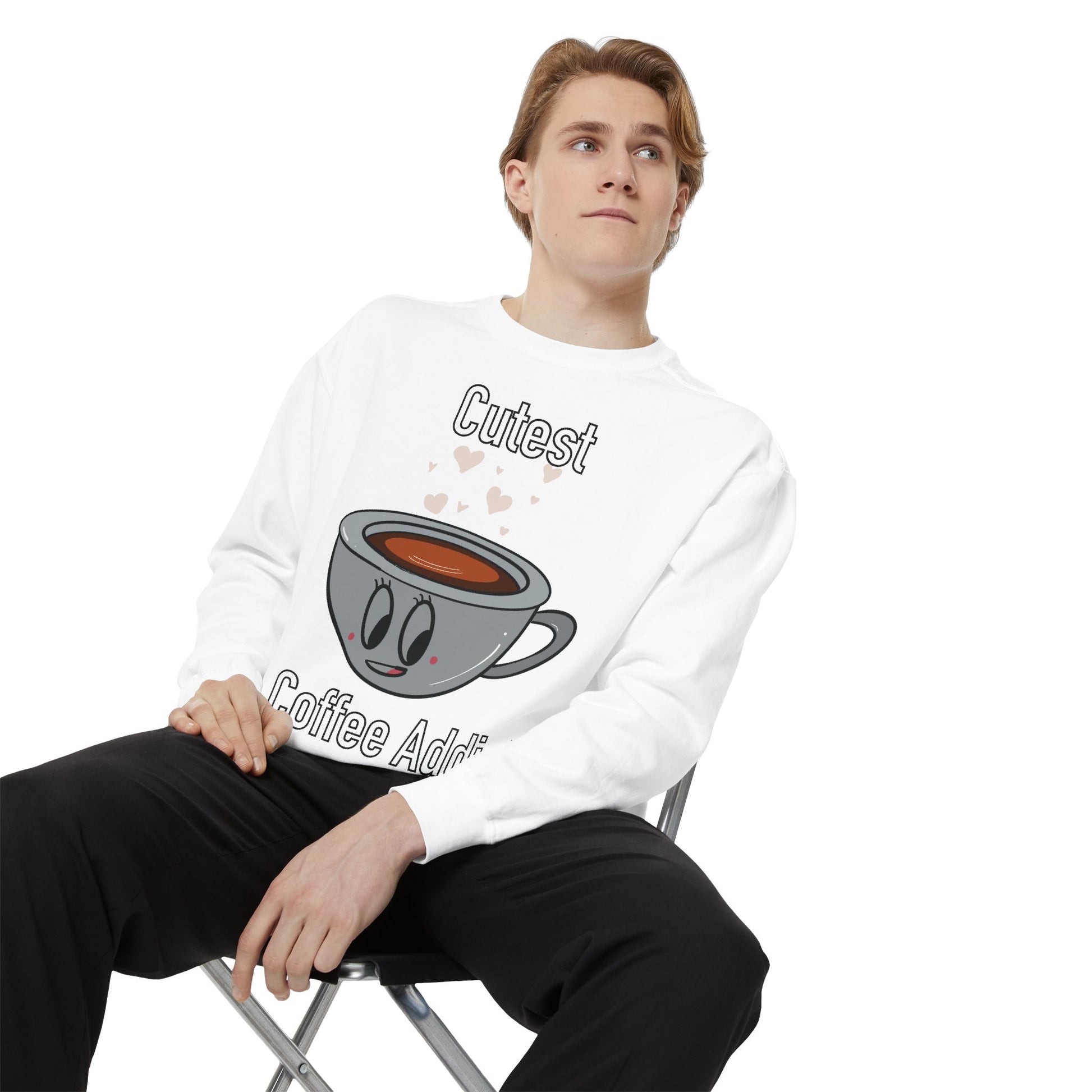 Cutest Coffee Addict Sweatshirt - Cute Coffee Cup Graphic Crewneck