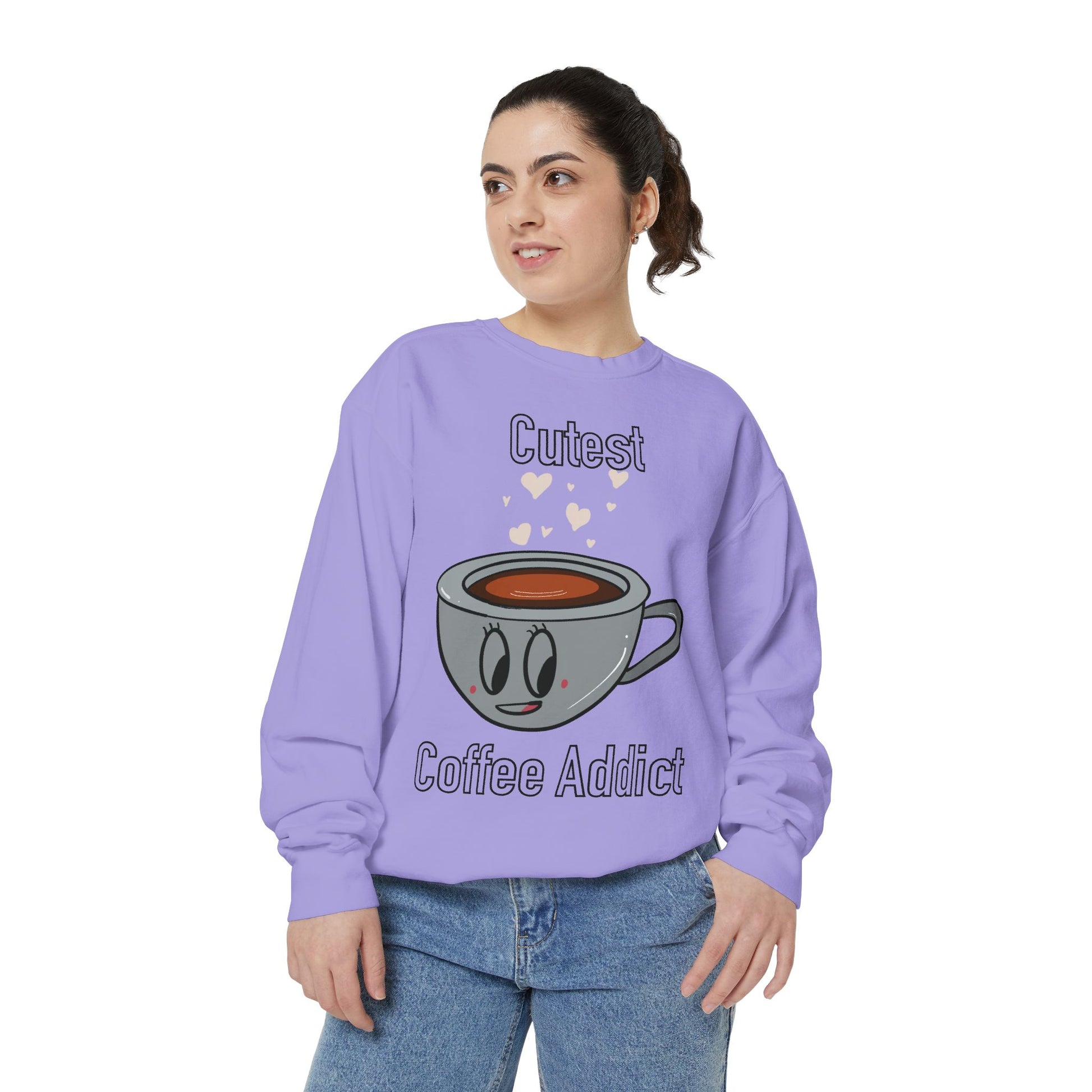 Cutest Coffee Addict Sweatshirt - Cute Coffee Cup Graphic Crewneck