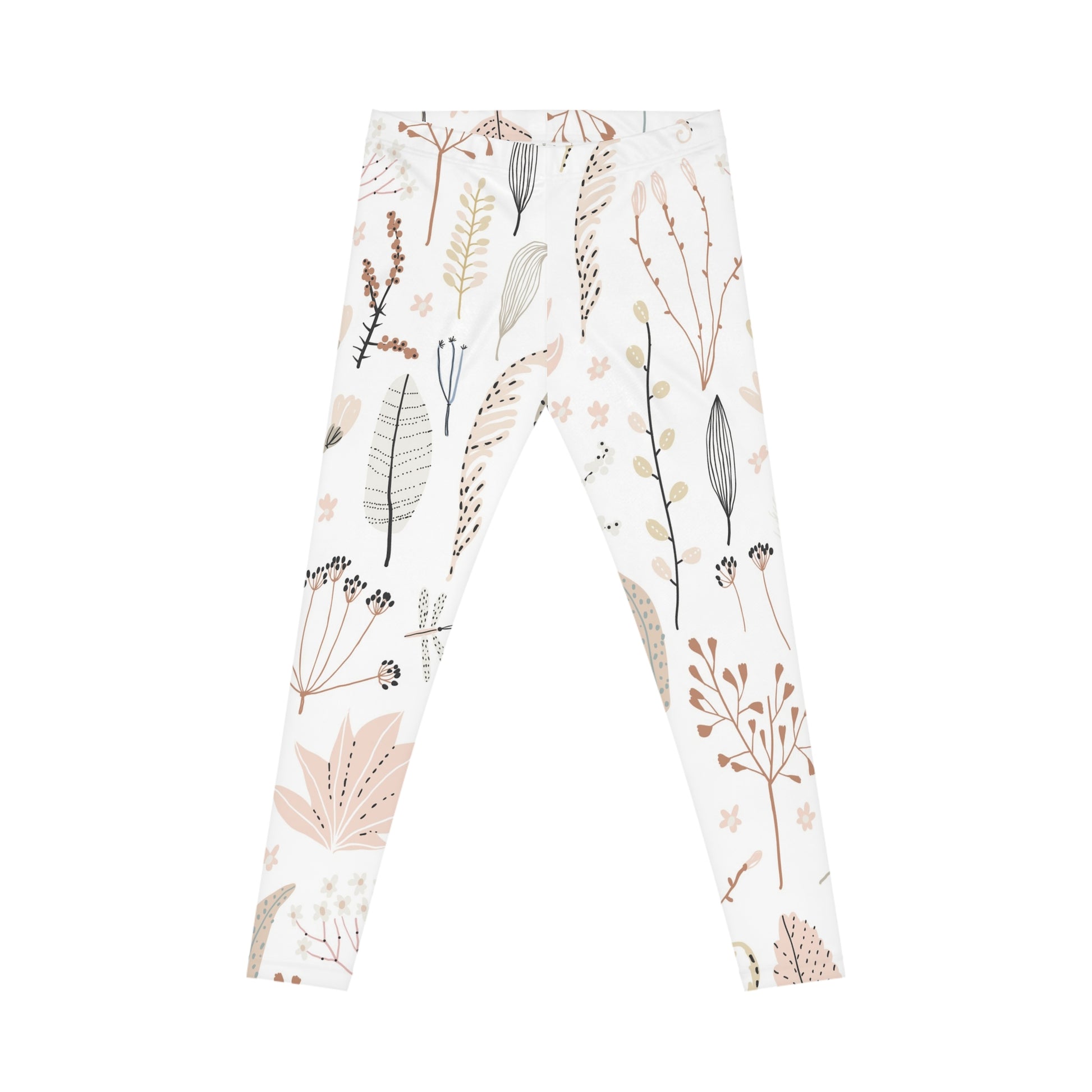 Botanical Cream Floral Leggings — Soft Neutral All-Over Print Leggings