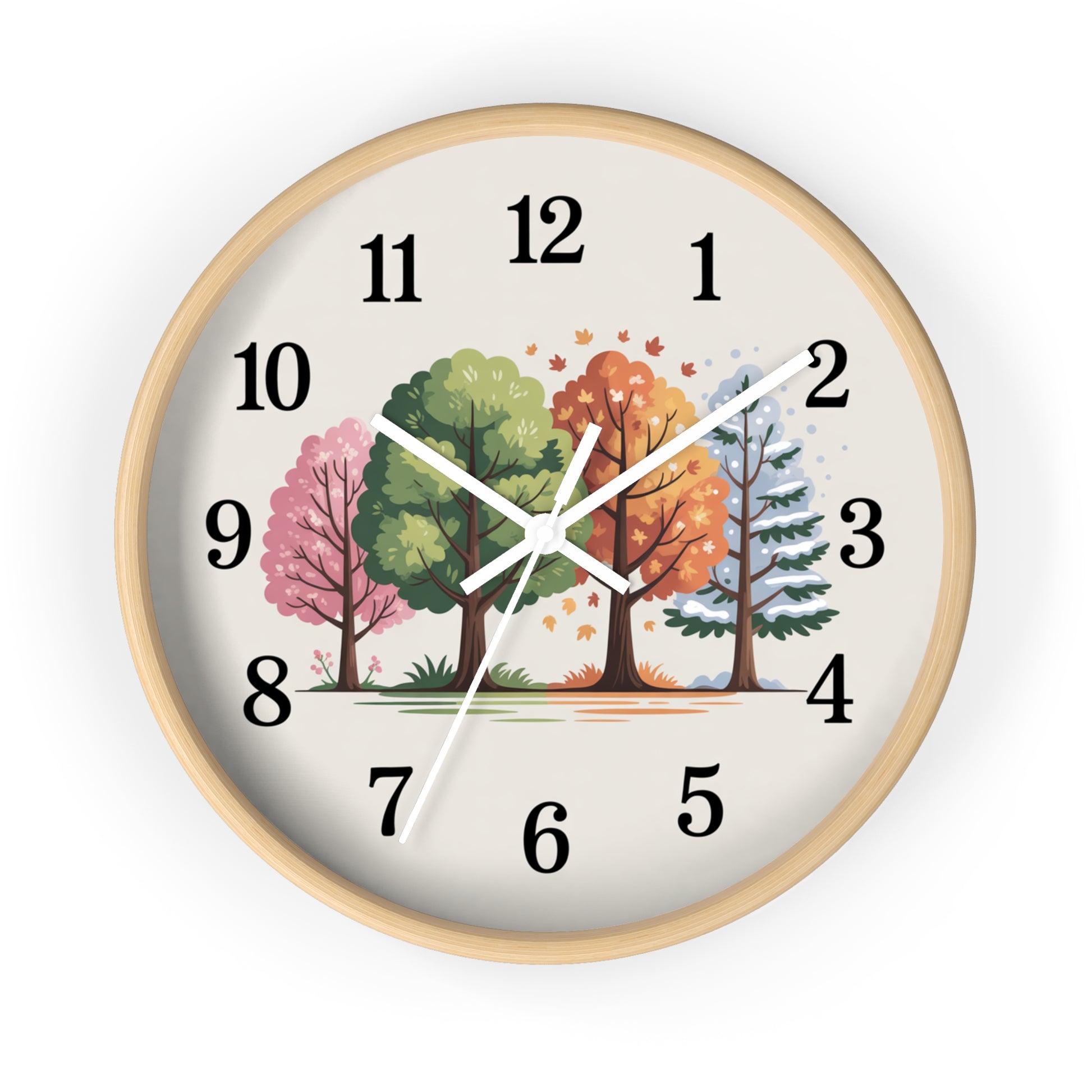 Seasonal Trees Wall Clock – Nature-Inspired Home Decor