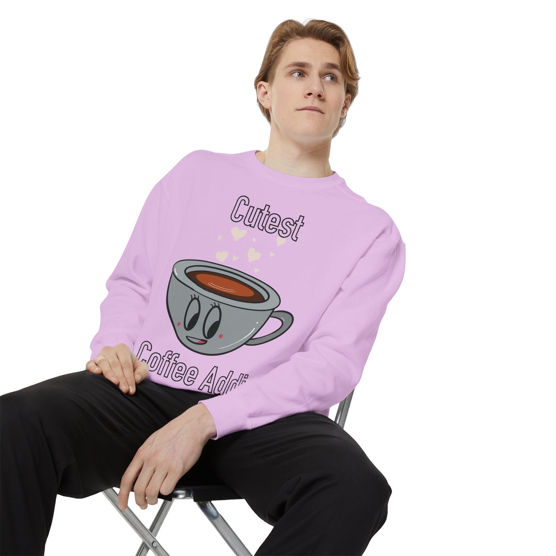Cutest Coffee Addict Sweatshirt - Cute Coffee Cup Graphic Crewneck
