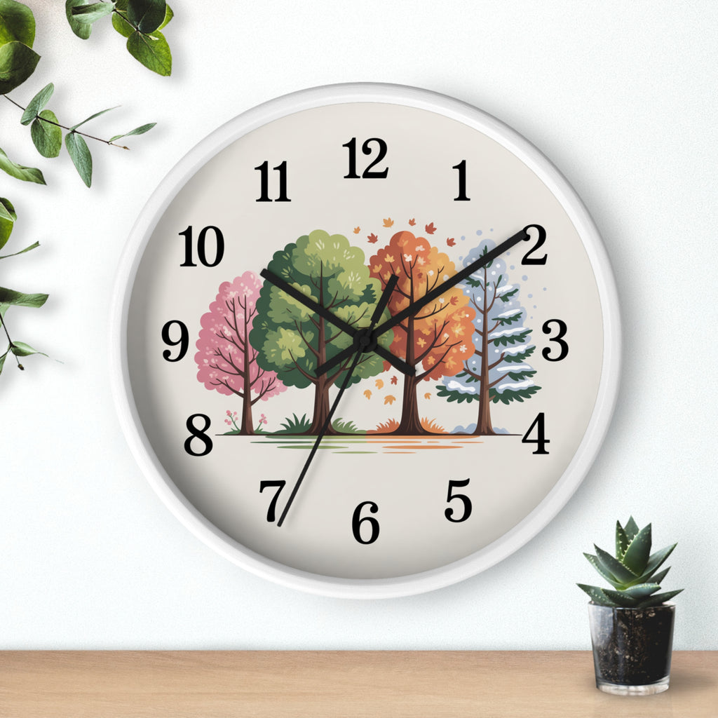 Seasonal Trees Wall Clock – Nature-Inspired Home Decor