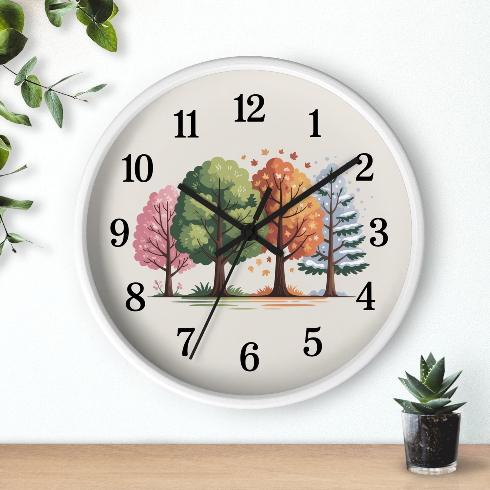 Seasonal Trees Wall Clock – Nature-Inspired Home Decor