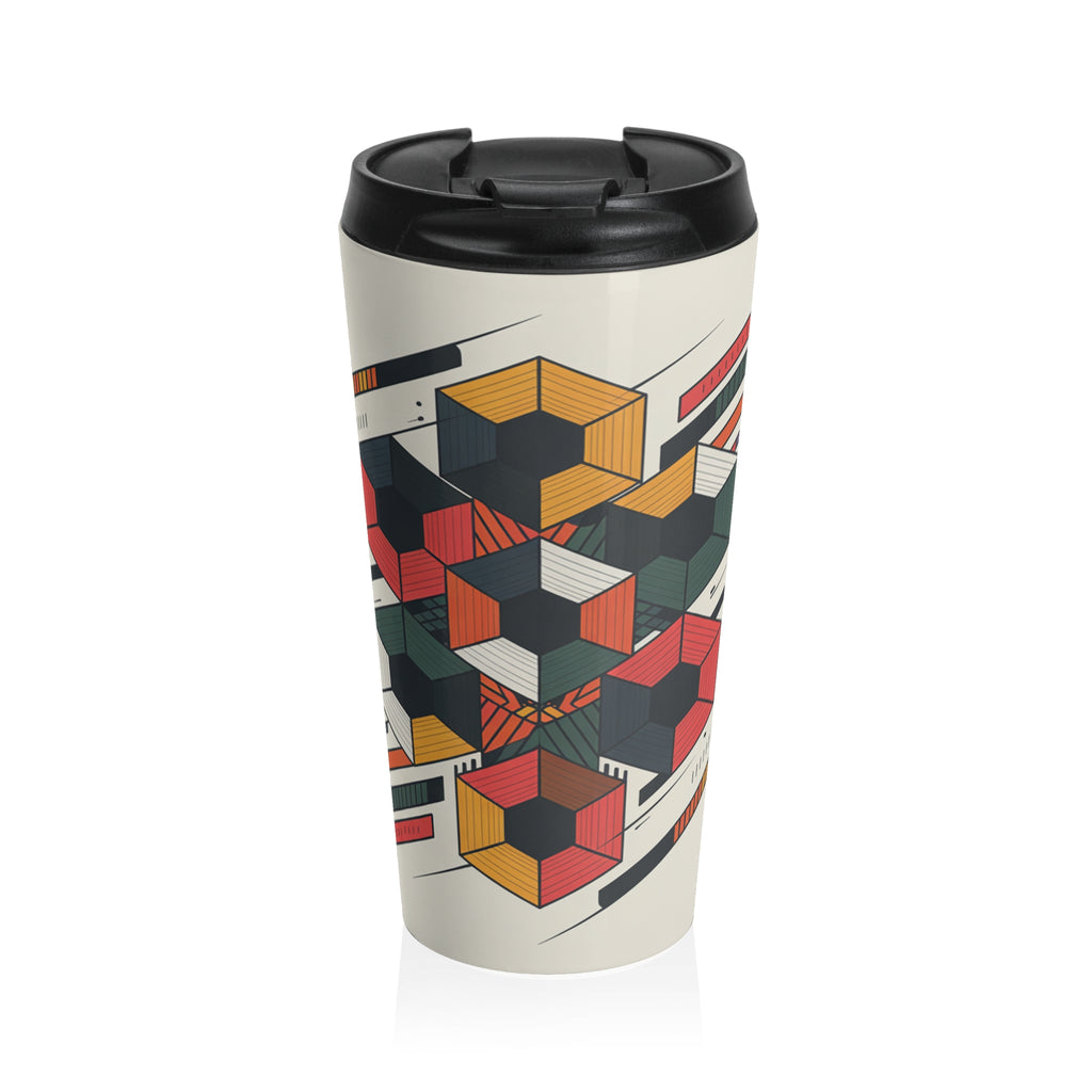 Geometric Pattern Stainless Steel Travel Mug - Perfect for Coffee Lovers on the Go
