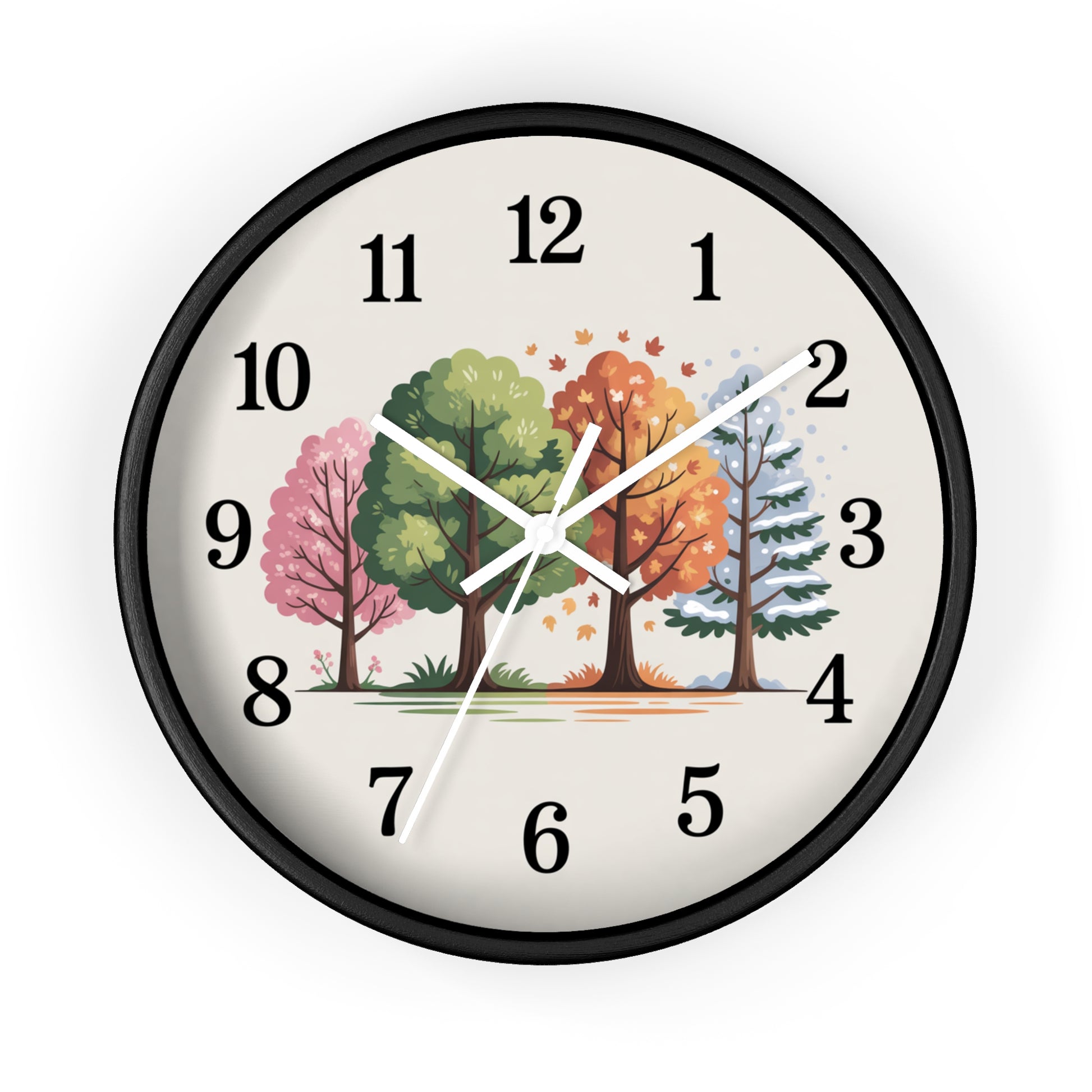 Seasonal Trees Wall Clock – Nature-Inspired Home Decor