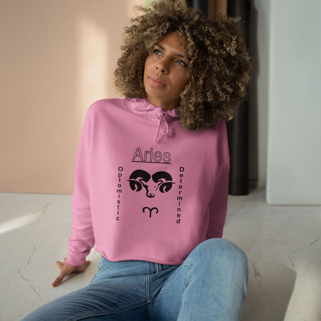 Aries Zodiac Crop Hoodie - Determined Style, Astrology Fashion, Gift for Aries, Cozy Astrology Wear, Birthday Celebration Outfit