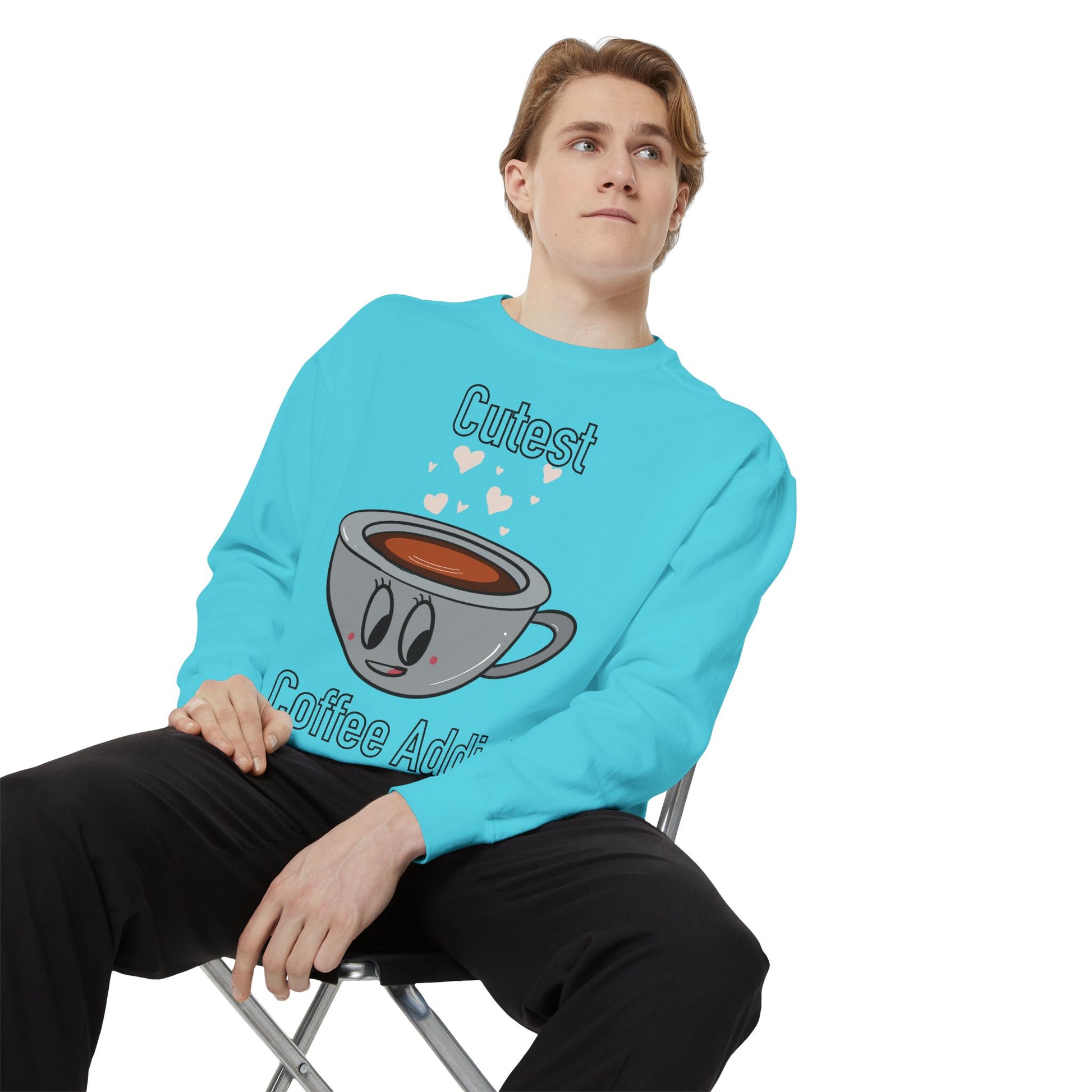 Cutest Coffee Addict Sweatshirt - Cute Coffee Cup Graphic Crewneck