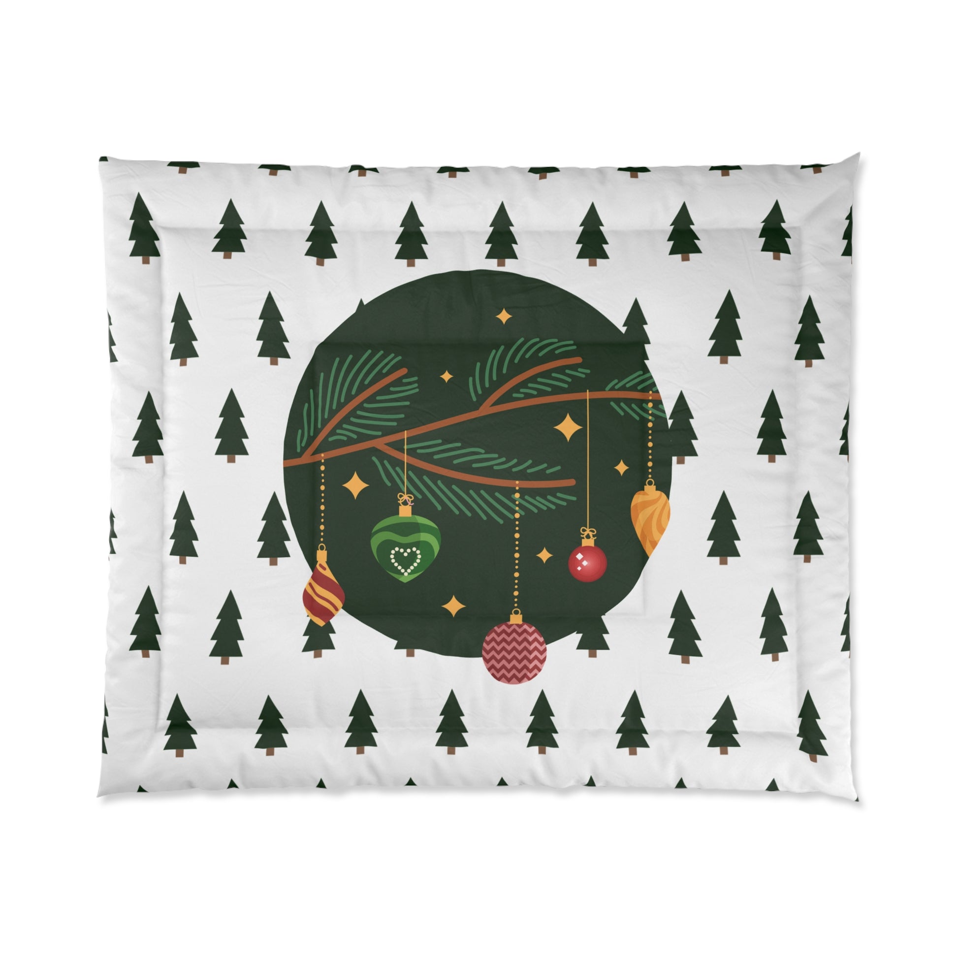 Festive Christmas Comforter, Cozy Holiday Bedding, Winter Decor, Pine Tree Print, Seasonal Gift for Home