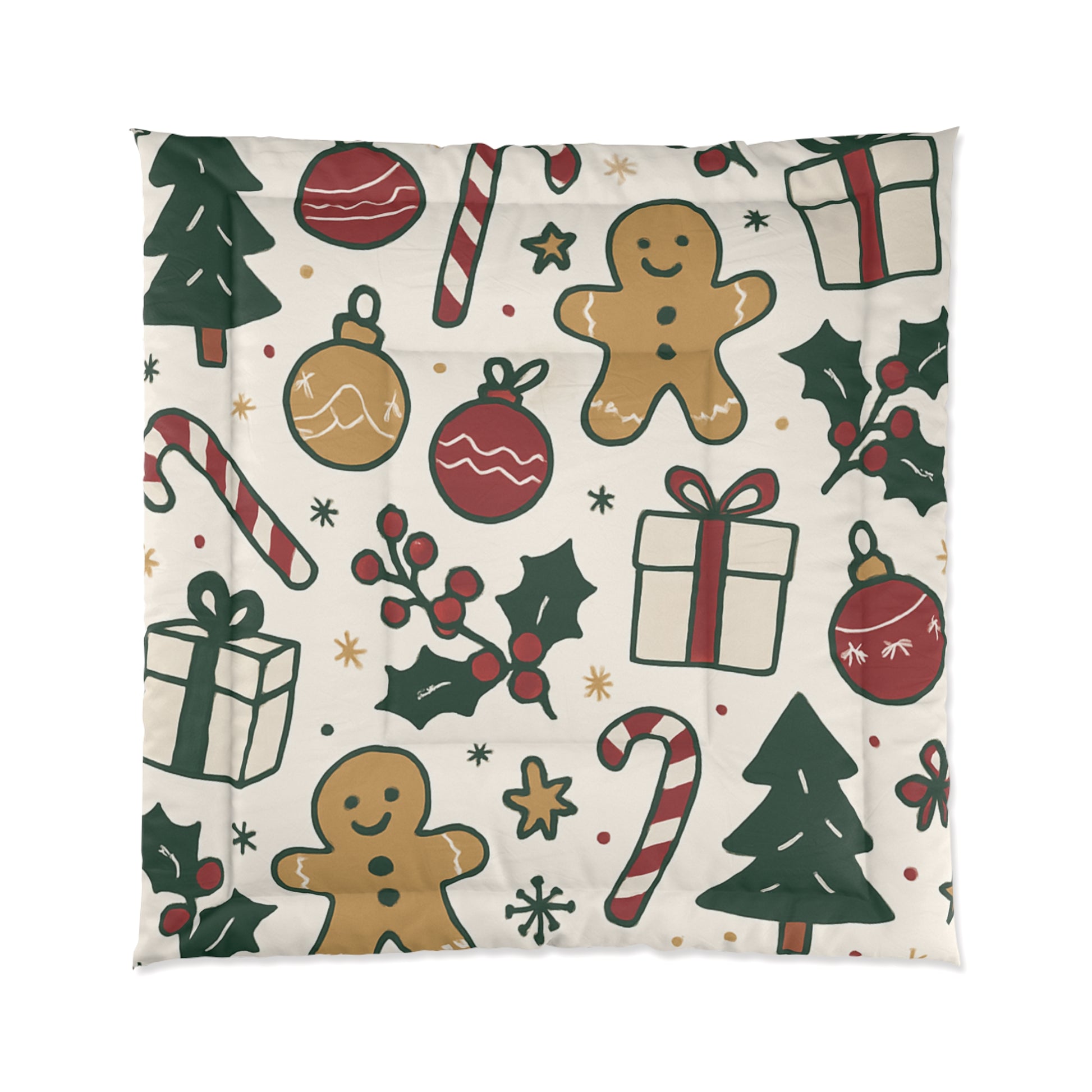 Festive Gingerbread Comforter | Christmas Bedding | Holiday Home Decor | Cozy, Cheerful, Winter Gift