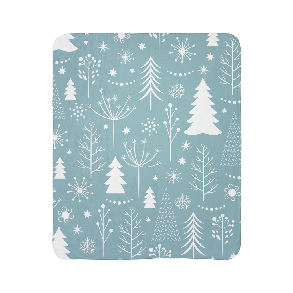 Cozy Winter Fleece Blanket, Plush Sherpa Throw for Snuggling, Perfect Holiday Gift, Tree Pattern Blanket, Home Decor, Christmas Decor