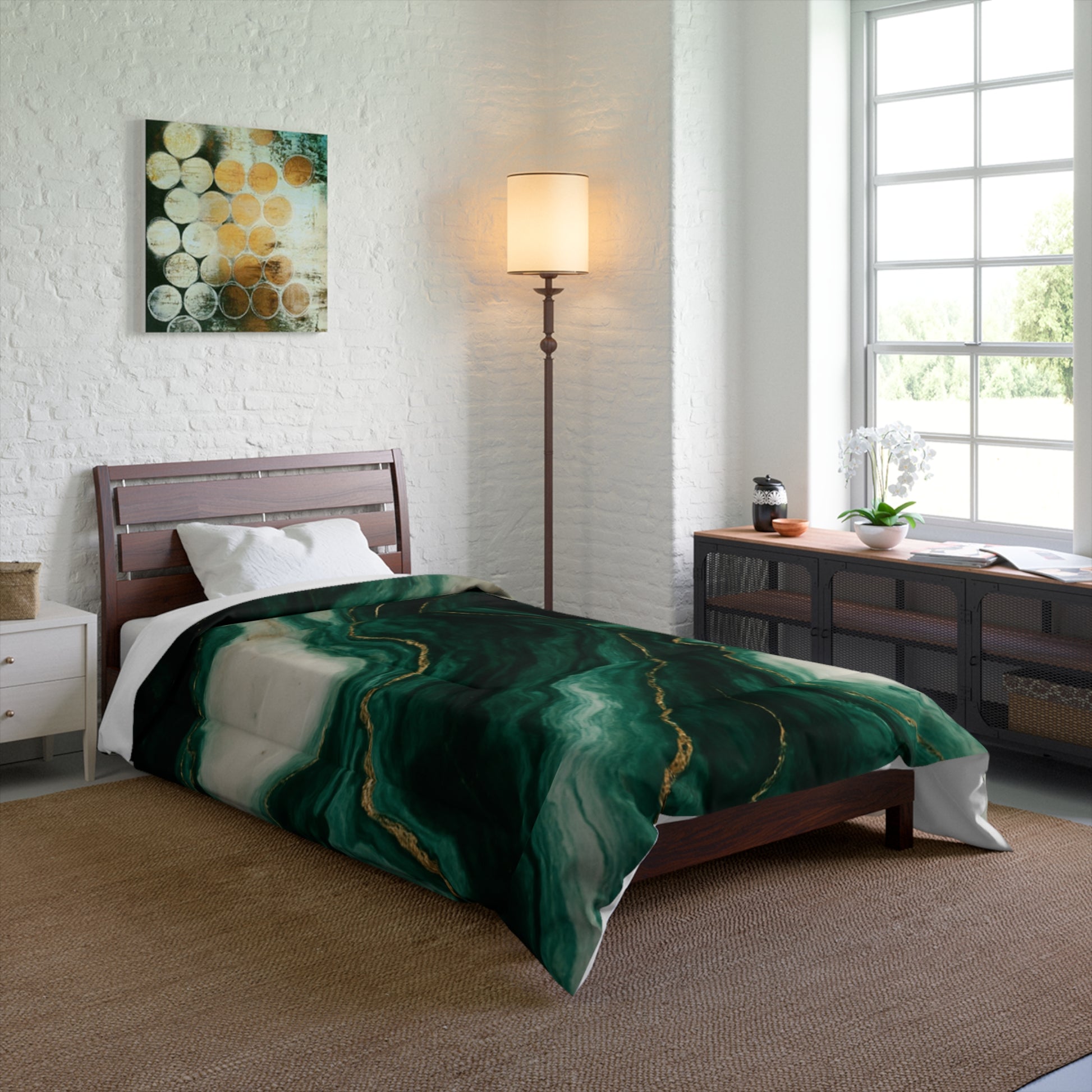 Elegant Marble Green Comforter - Luxury Bedding, Home Decor, Gift for Her, Cozy Bedroom Essentials, Modern Interior Accent
