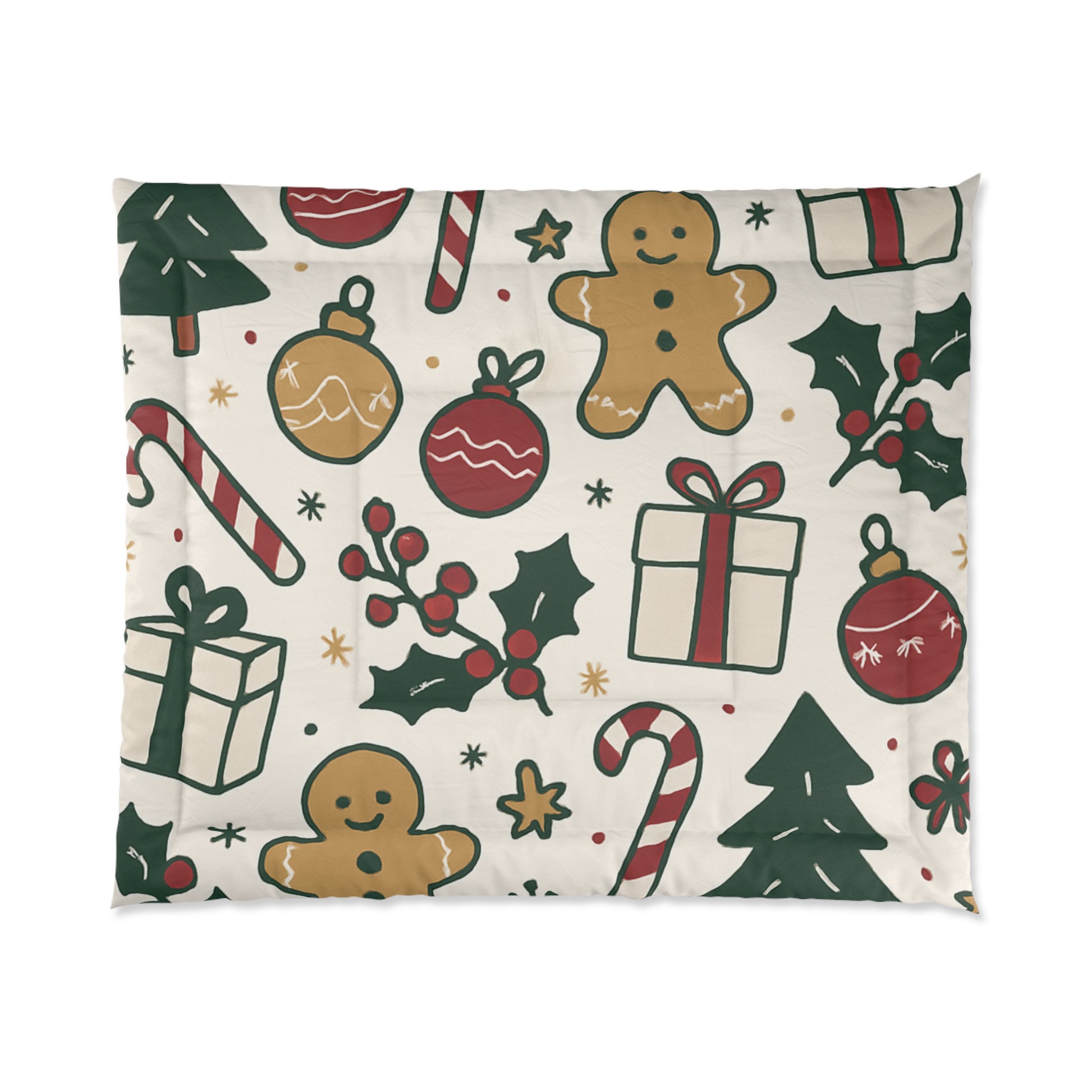 Festive Gingerbread Comforter | Christmas Bedding | Holiday Home Decor | Cozy, Cheerful, Winter Gift
