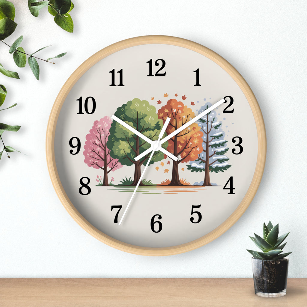 Seasonal Trees Wall Clock – Nature-Inspired Home Decor