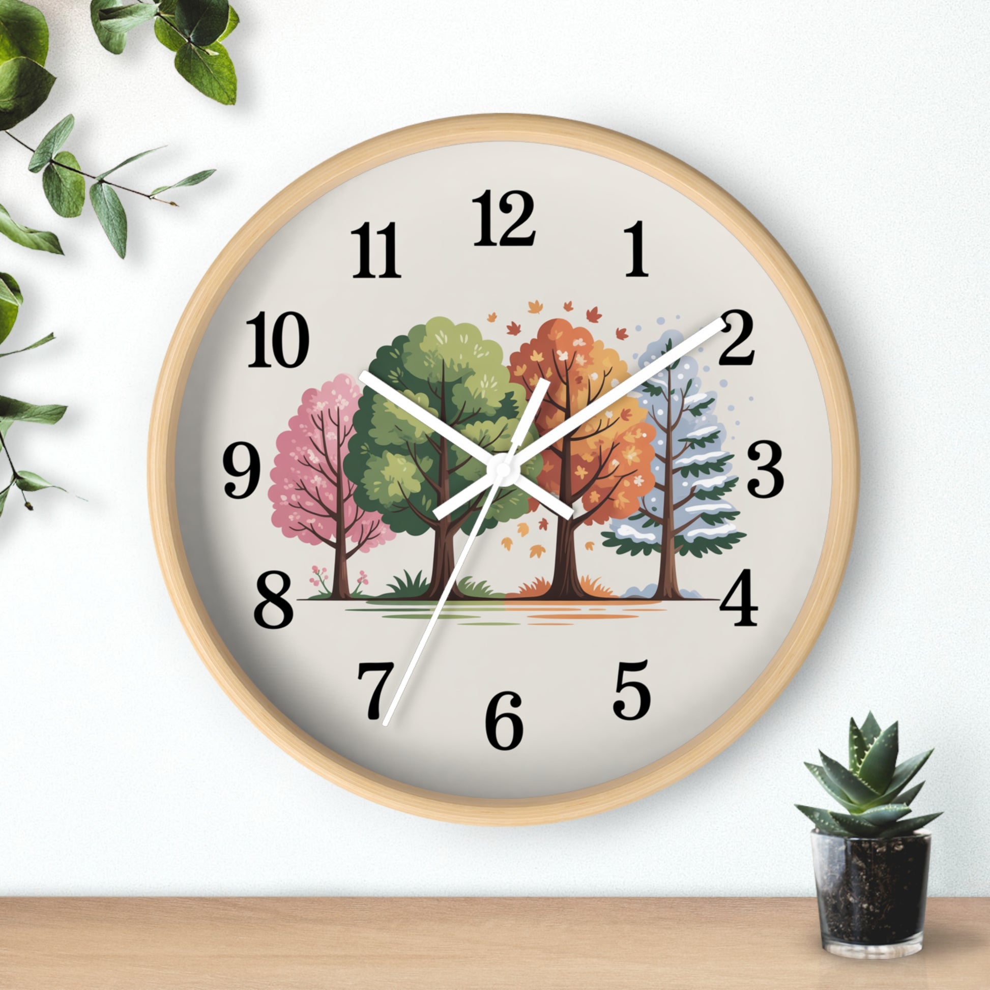 Seasonal Trees Wall Clock – Nature-Inspired Home Decor