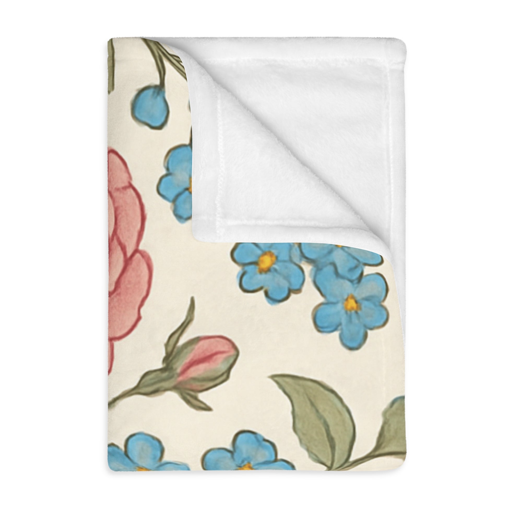 Pink Roses and Forget-Me-Nots Blanket