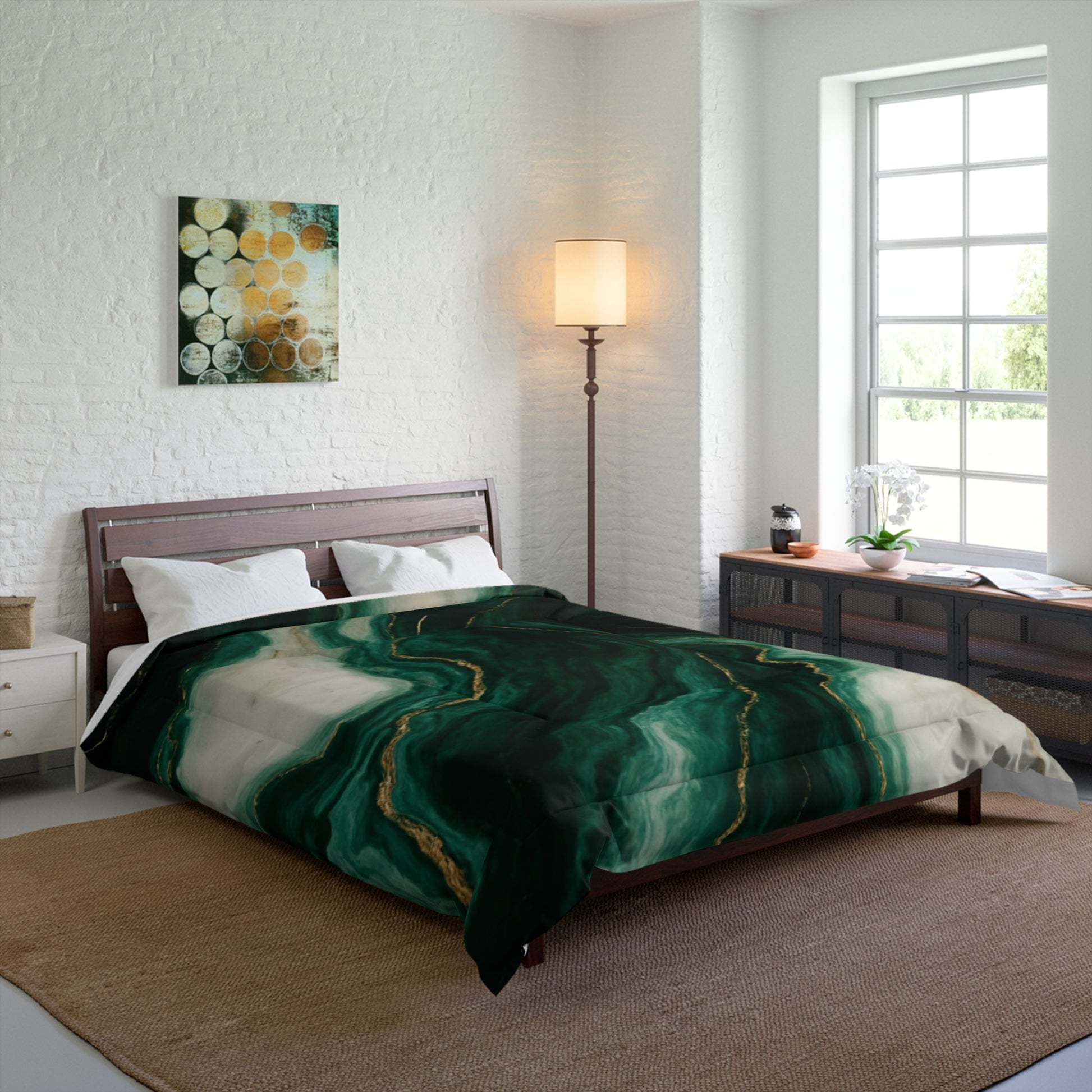 Elegant Marble Green Comforter - Luxury Bedding, Home Decor, Gift for Her, Cozy Bedroom Essentials, Modern Interior Accent