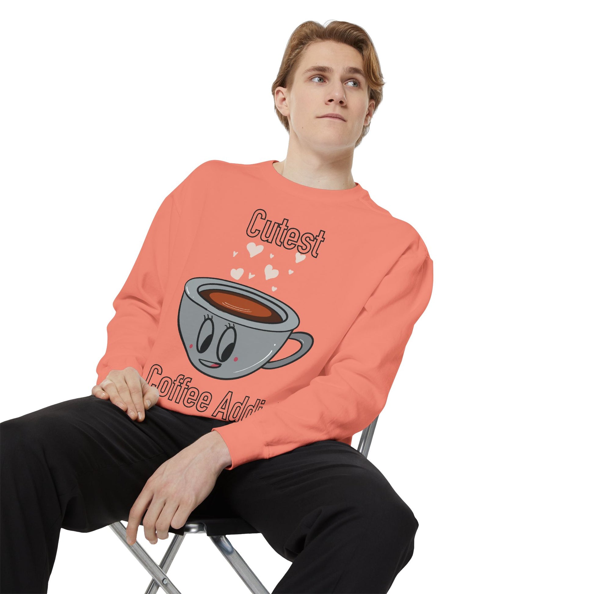 Cutest Coffee Addict Sweatshirt - Cute Coffee Cup Graphic Crewneck