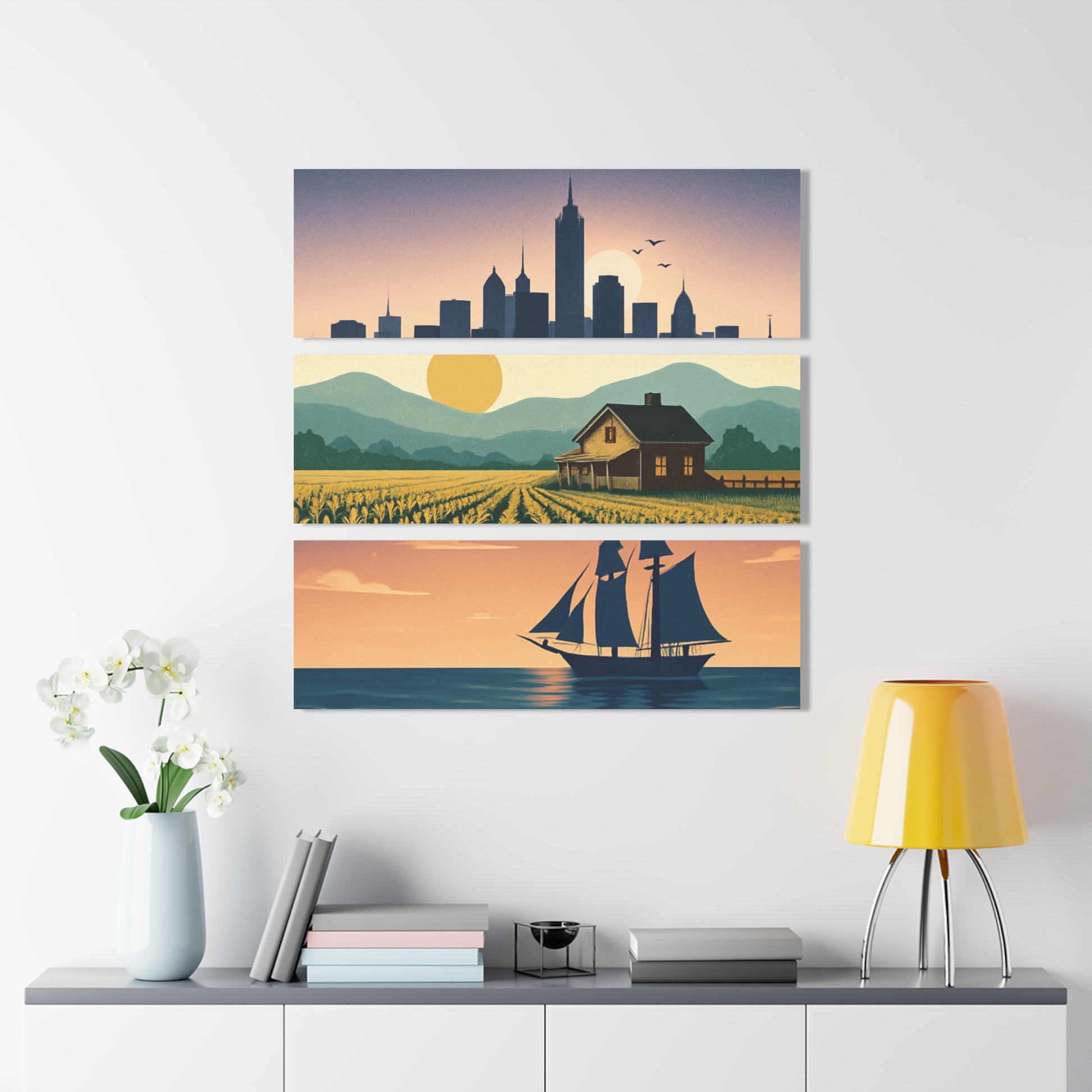 Triptych Acrylic Wall Art Prints, Modern Home Decor, Landscape Artwork, Gift for Adventurers, Nautical Decor