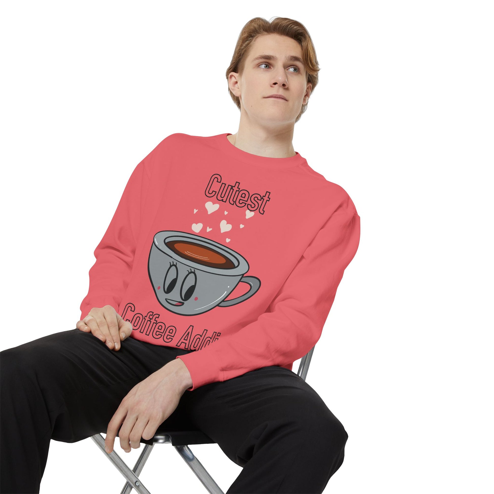 Cutest Coffee Addict Sweatshirt - Cute Coffee Cup Graphic Crewneck