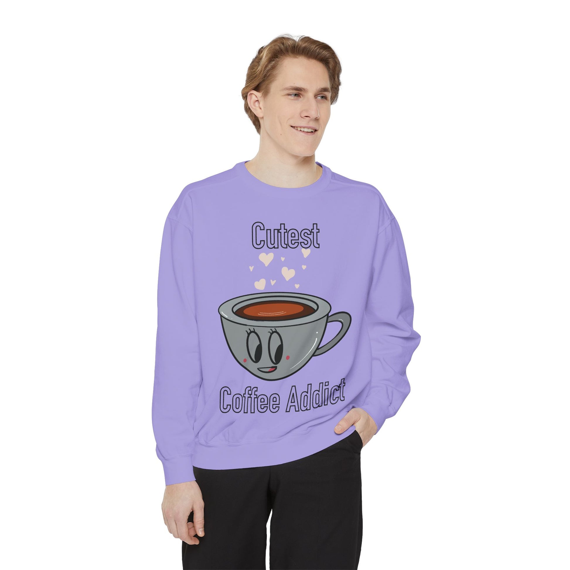 Cutest Coffee Addict Sweatshirt - Cute Coffee Cup Graphic Crewneck