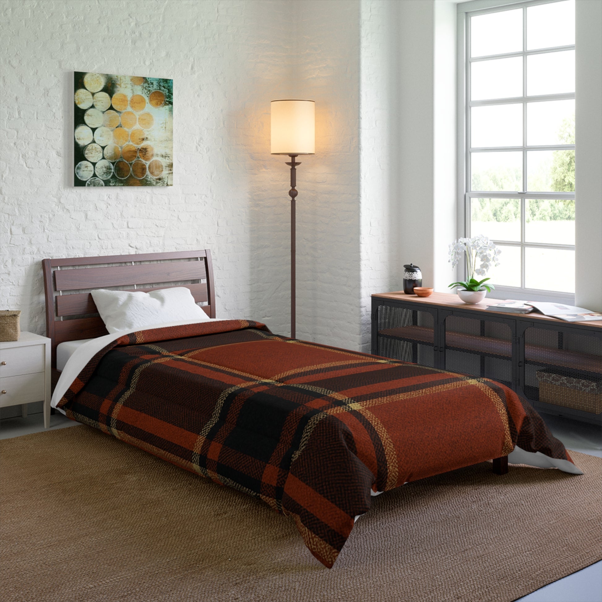 Plaid Comforter - Cozy Blanket for Home, Rustic Style Bedding, Warm Quilt for Fall, Perfect for Gifting, Bedroom Decor