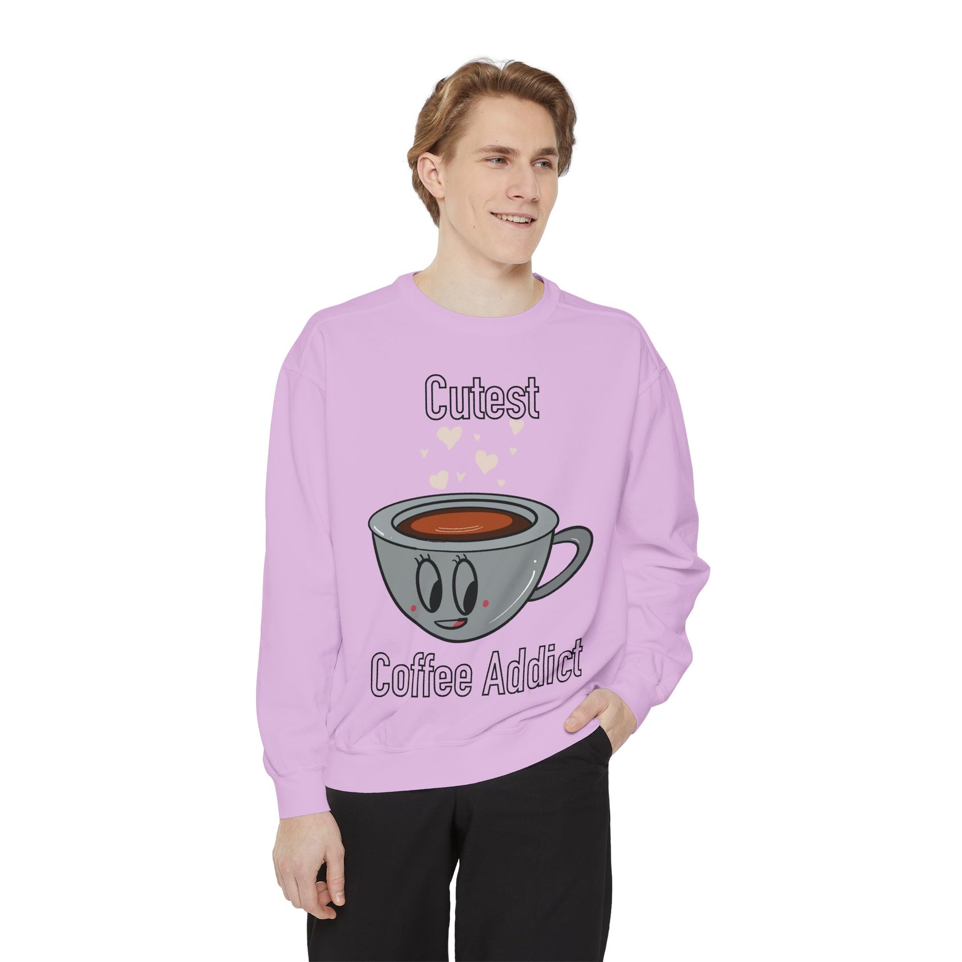 Cutest Coffee Addict Sweatshirt - Cute Coffee Cup Graphic Crewneck