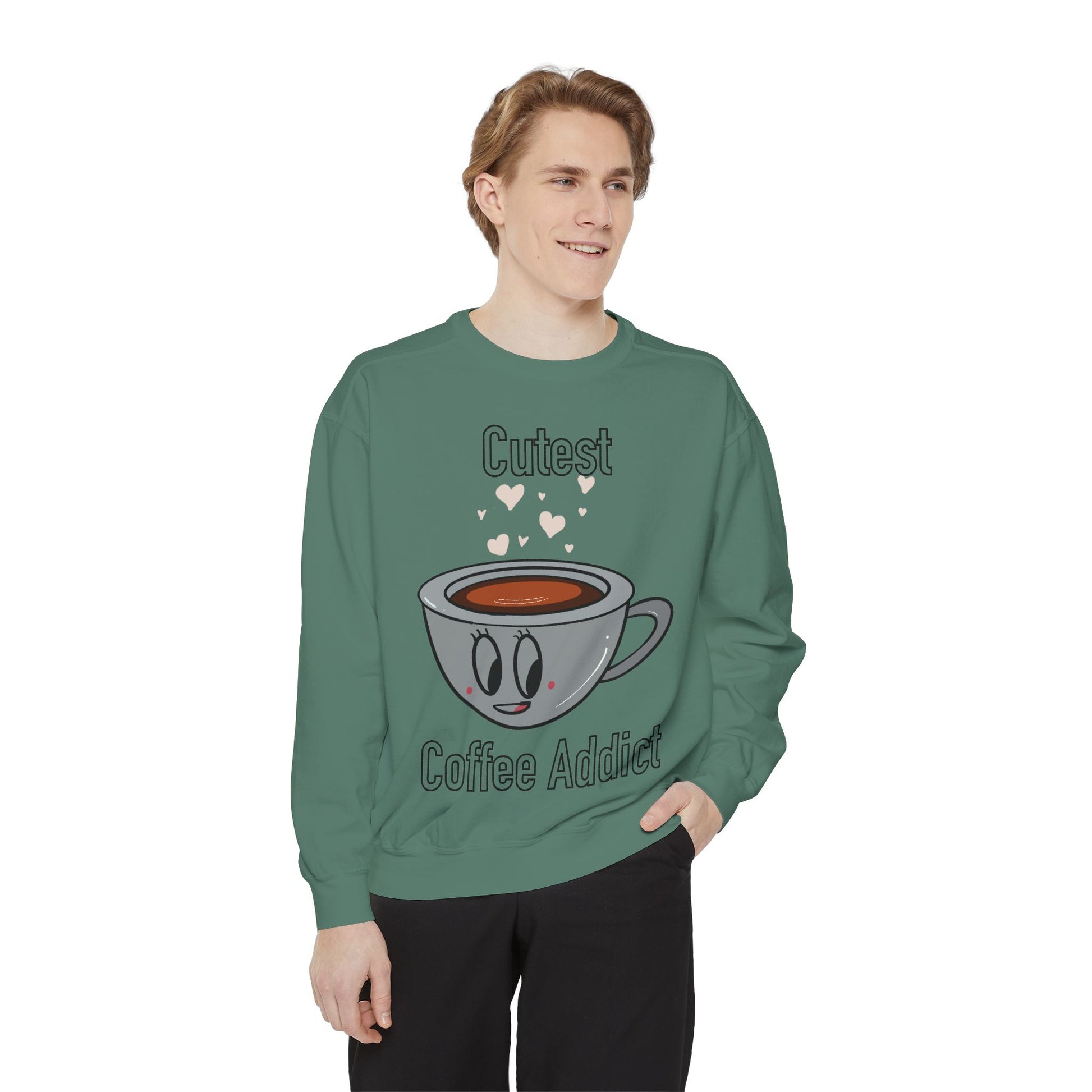 Cutest Coffee Addict Sweatshirt - Cute Coffee Cup Graphic Crewneck