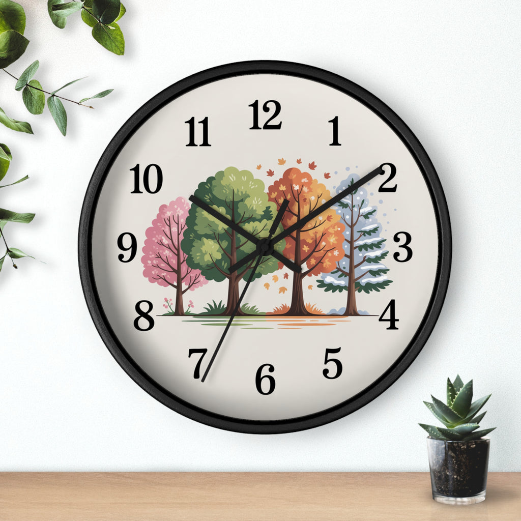 Seasonal Trees Wall Clock – Nature-Inspired Home Decor