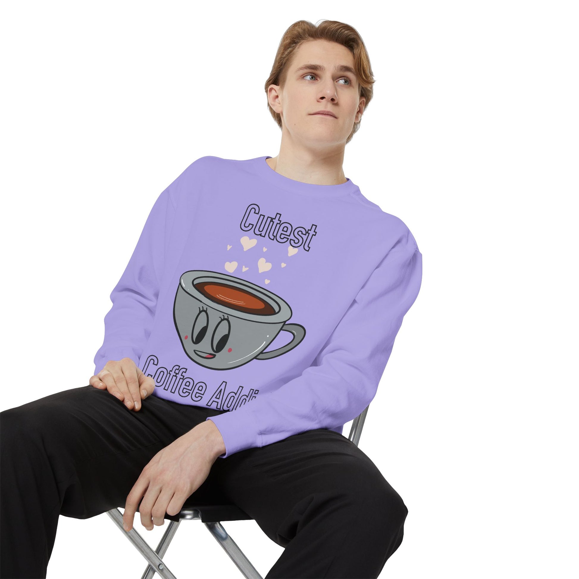 Cutest Coffee Addict Sweatshirt - Cute Coffee Cup Graphic Crewneck