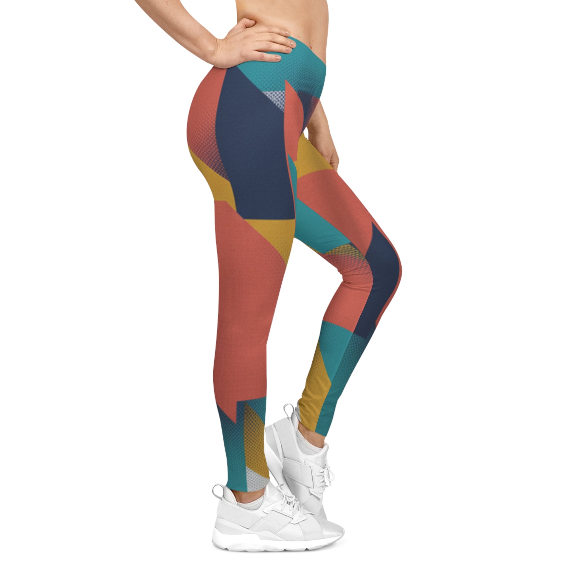 Colorblock Geometric Women's Leggings — Vibrant Abstract All-Over Print