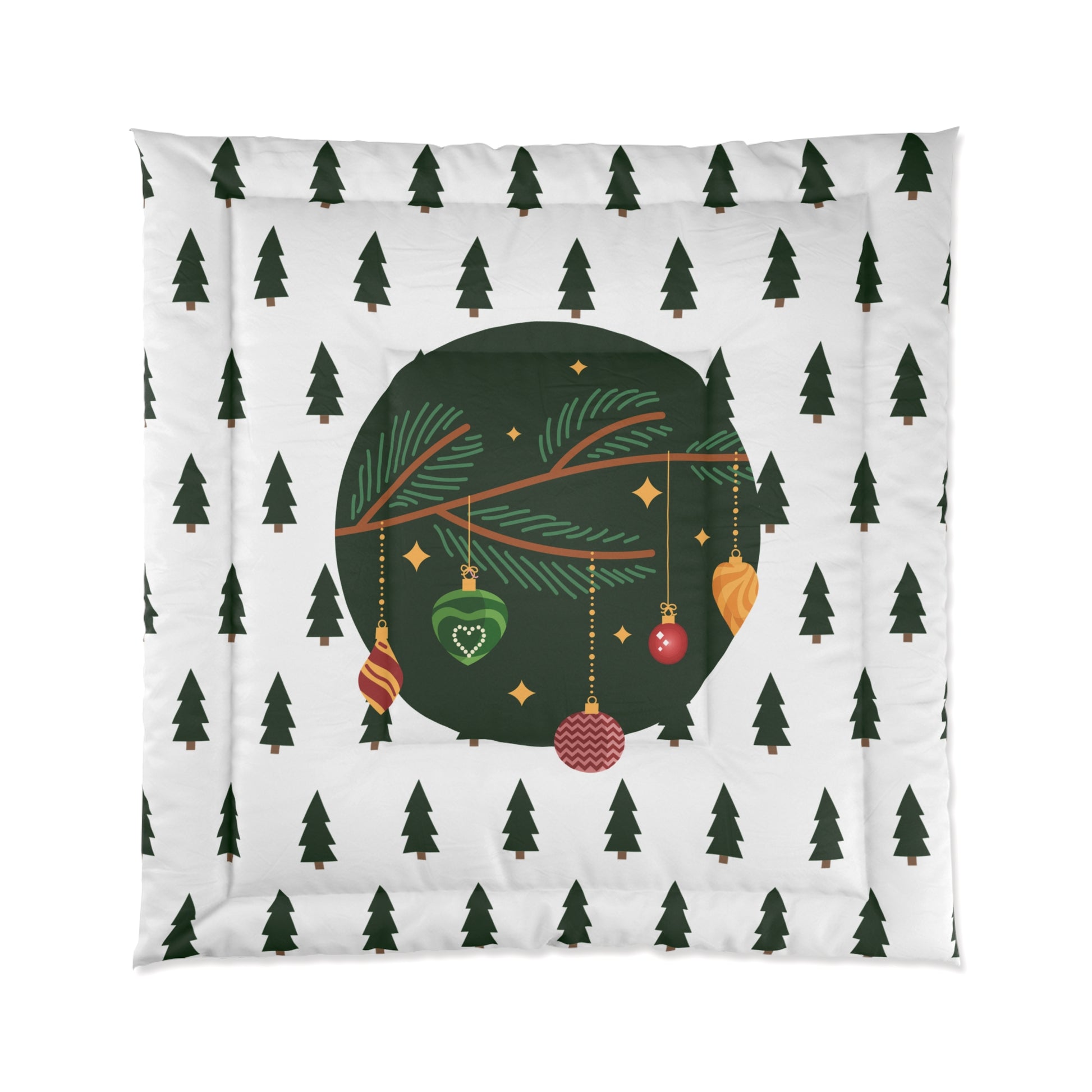 Festive Christmas Comforter, Cozy Holiday Bedding, Winter Decor, Pine Tree Print, Seasonal Gift for Home