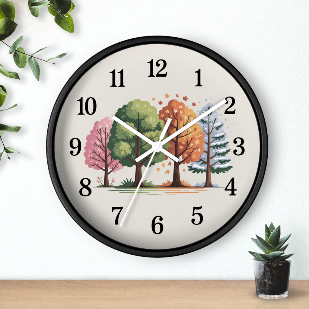 Seasonal Trees Wall Clock – Nature-Inspired Home Decor