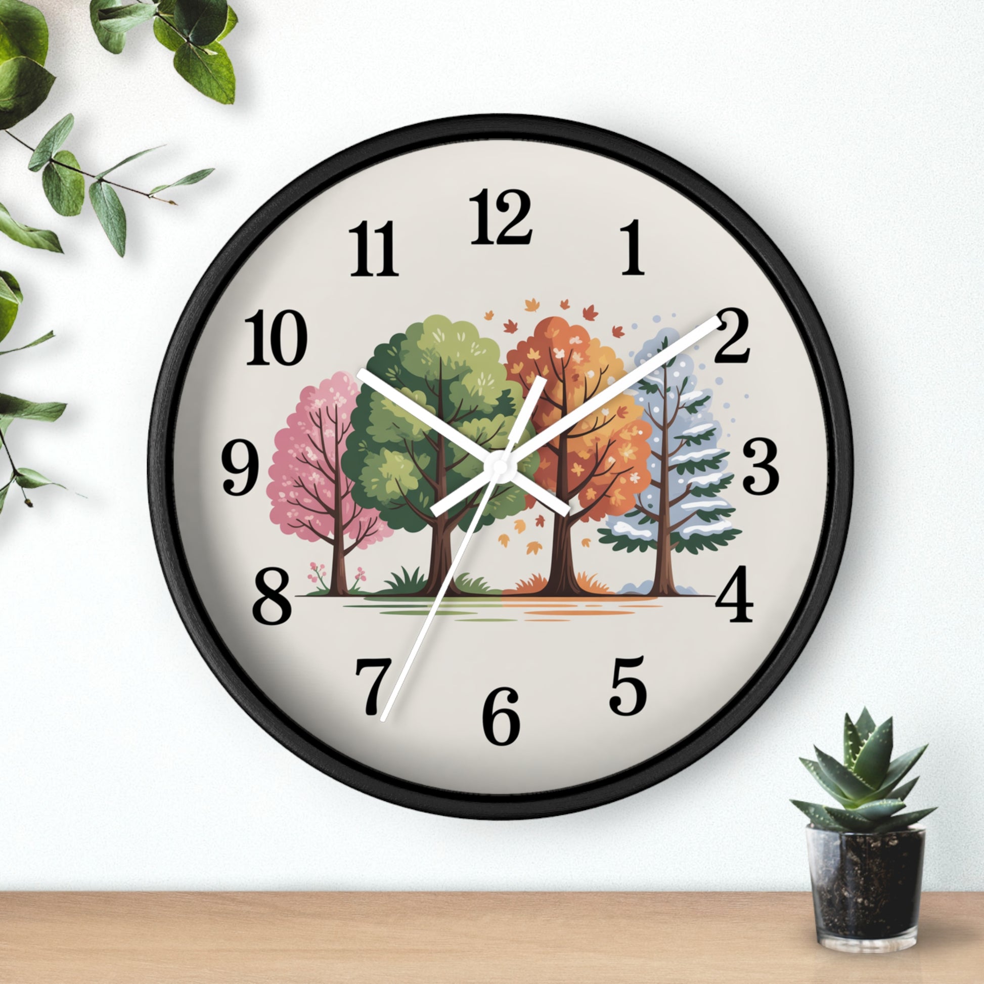 Seasonal Trees Wall Clock – Nature-Inspired Home Decor
