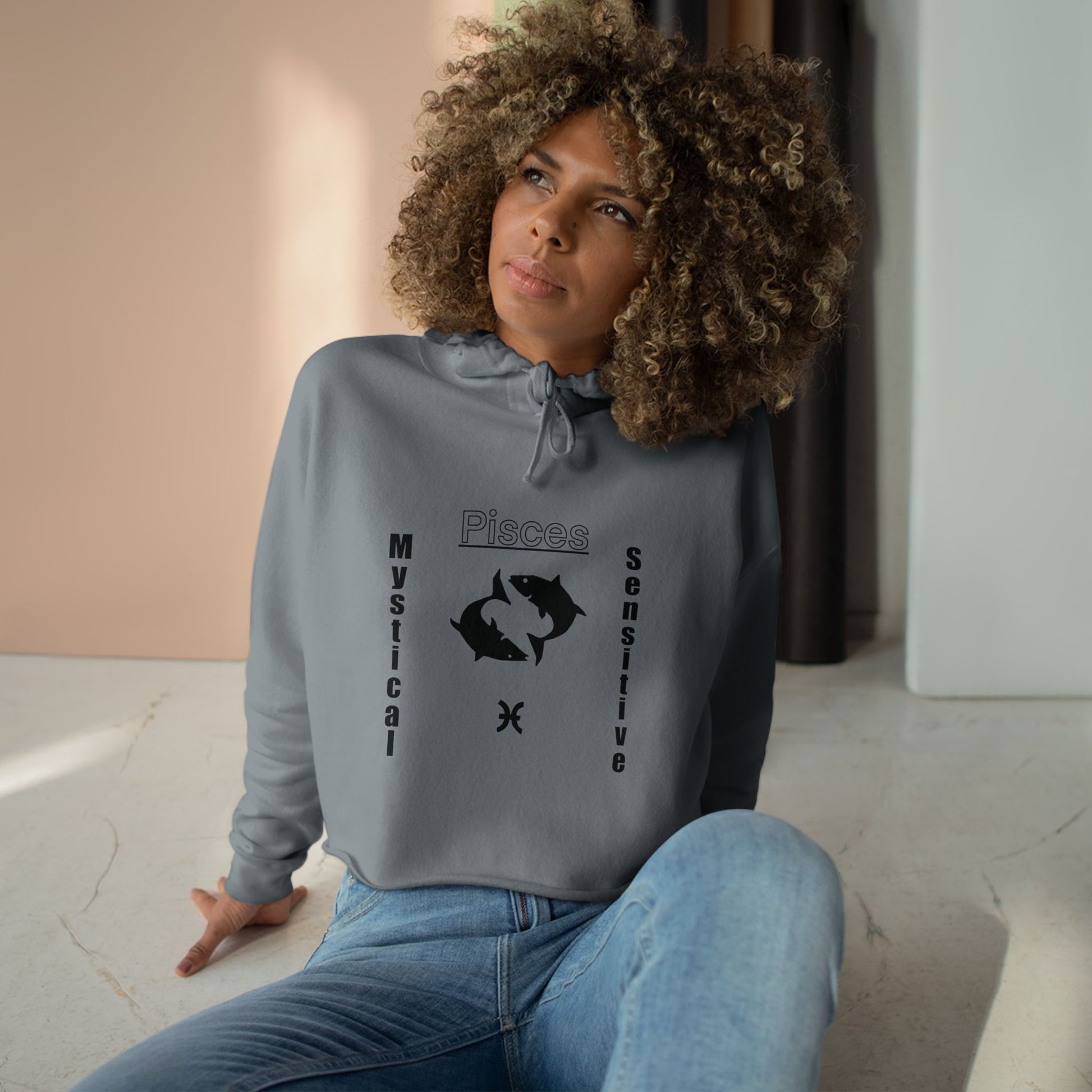 Mystical Pisces Crop Hoodie, Astrology Crop Top, Gift for Her, Zodiac Signs Clothing, Cool Casual Wear, Sensitive Mystical Vibe