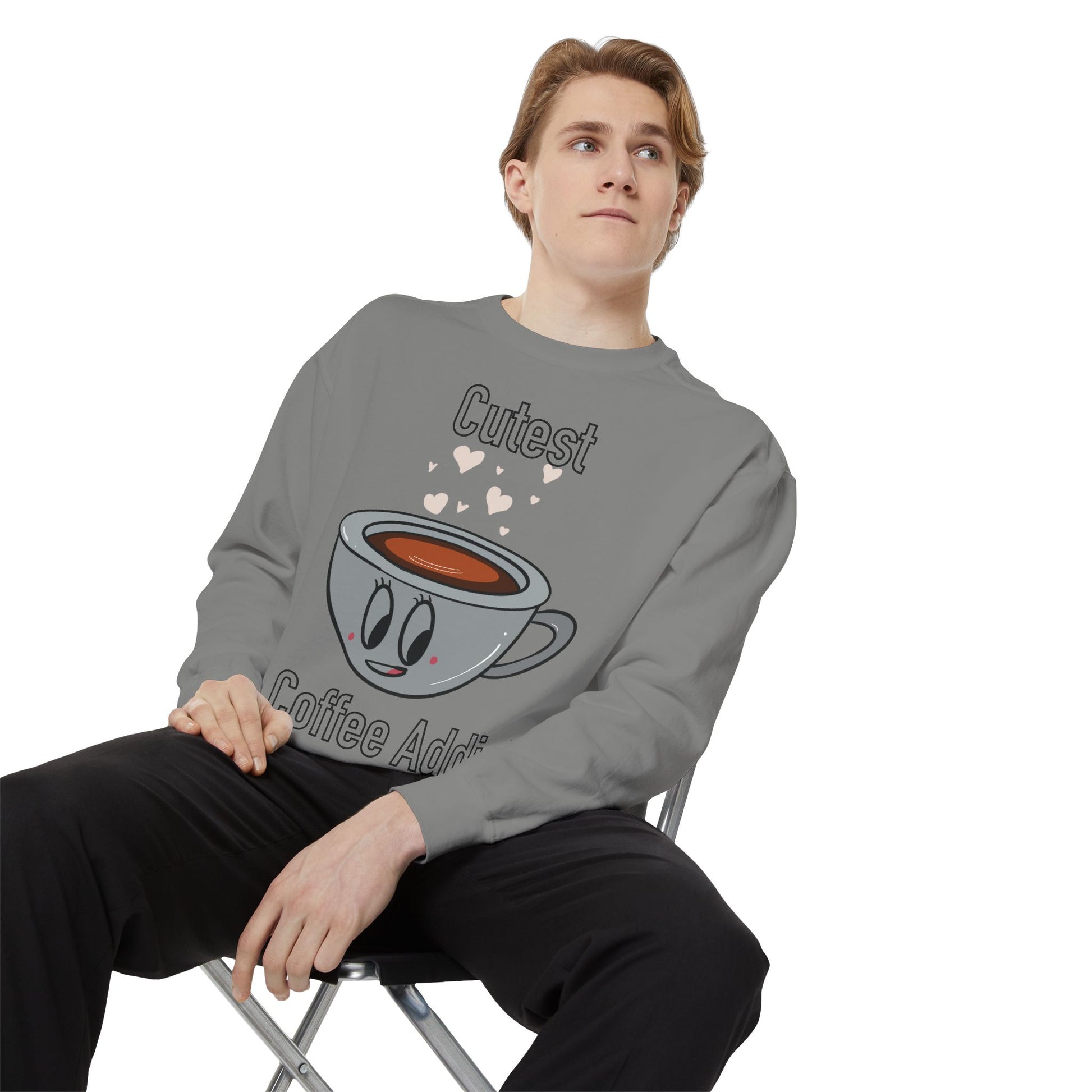 Cutest Coffee Addict Sweatshirt - Cute Coffee Cup Graphic Crewneck