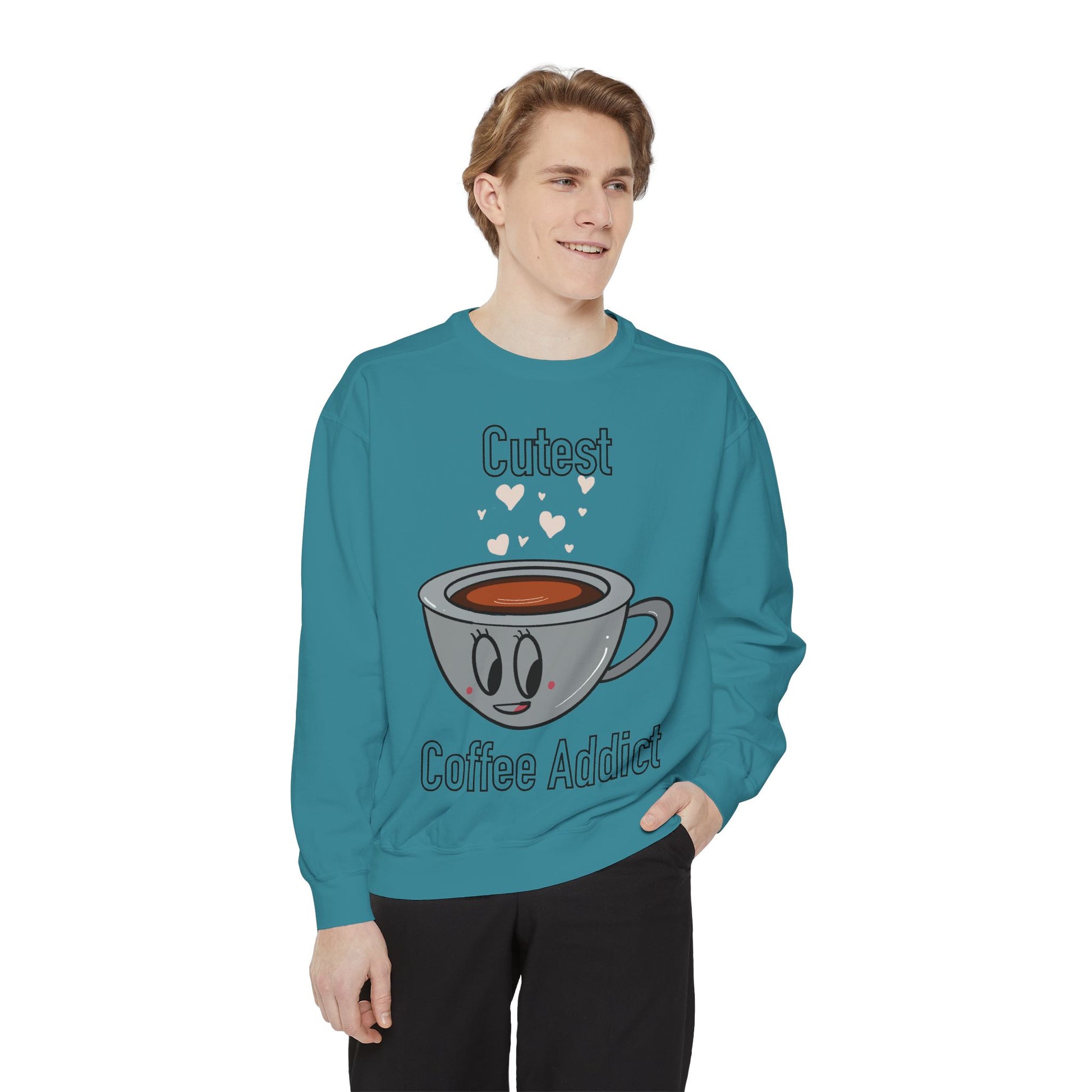 Cutest Coffee Addict Sweatshirt - Cute Coffee Cup Graphic Crewneck