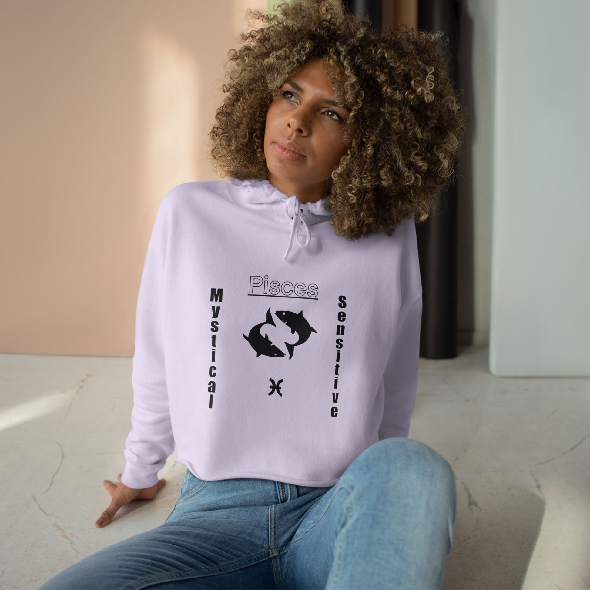 Mystical Pisces Crop Hoodie, Astrology Crop Top, Gift for Her, Zodiac Signs Clothing, Cool Casual Wear, Sensitive Mystical Vibe